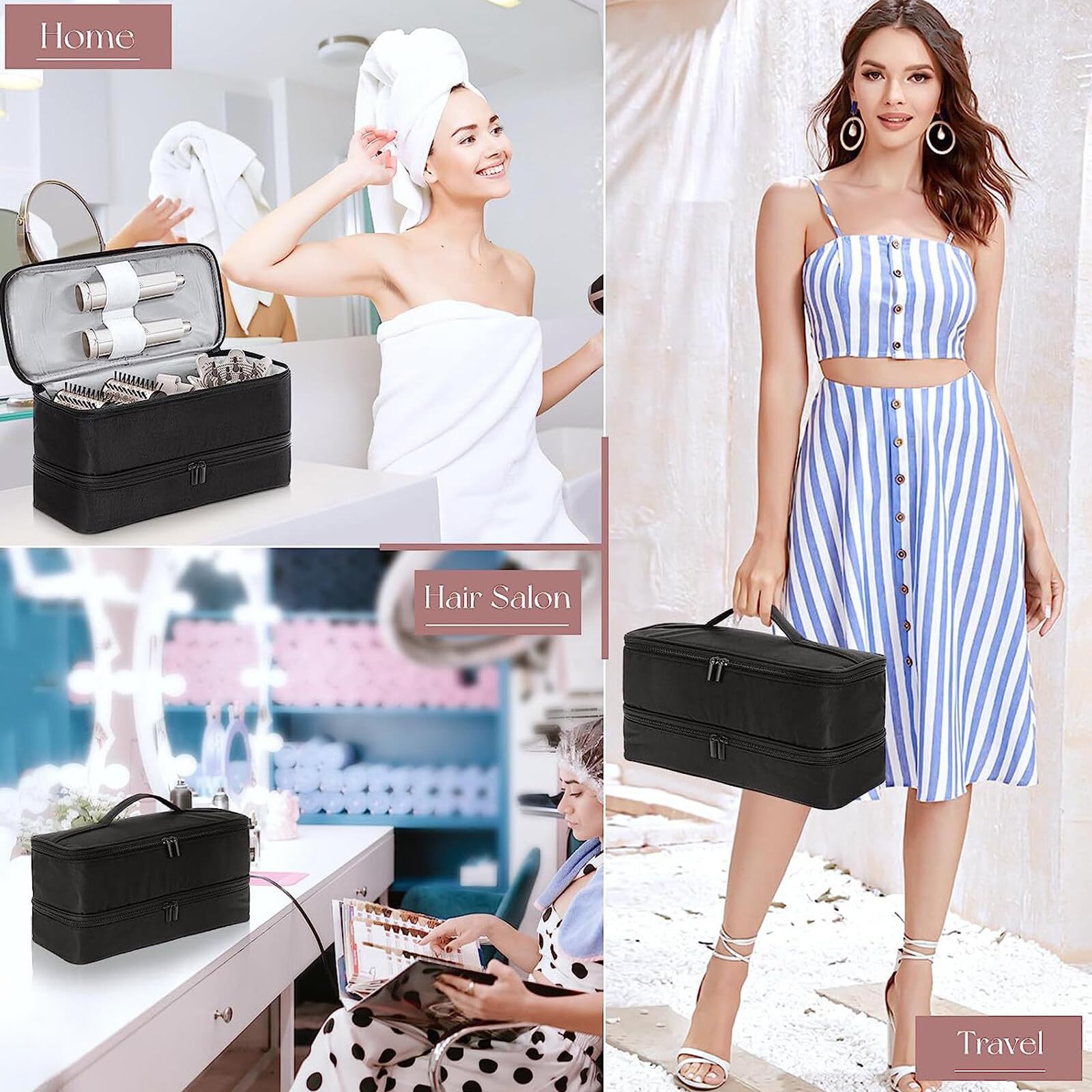 Dwuwarstwowa torba do przenoszenia Shark Flex Style/Dyson Airwrap Styler i załączniki, etui w stylu Shark Flex, podróżna obudowa na suszarkę do włosów rekina, etui na suszarkę do włosów Shark
