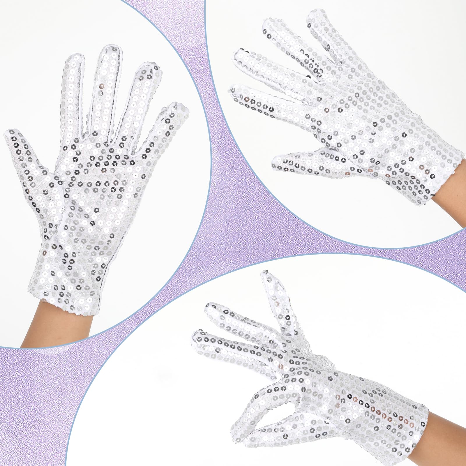 Pailletten Handschuhe Silberne Performance Tanz Glänzende Punk-Konzerthandschuhe Popstar Kostüm Party Accessoires Halloween Karneval Cosplay Anziehhandschuhe
