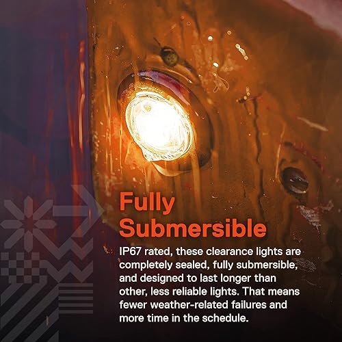 Miniatura 5 de TRUE MODS - 2 luces de marcador LED redondas de 34 pulgadas para remolque ámbar de 12 V 3 cablesDRL y señal de giro DOT FMVSS 108 SAE P2PC Salida