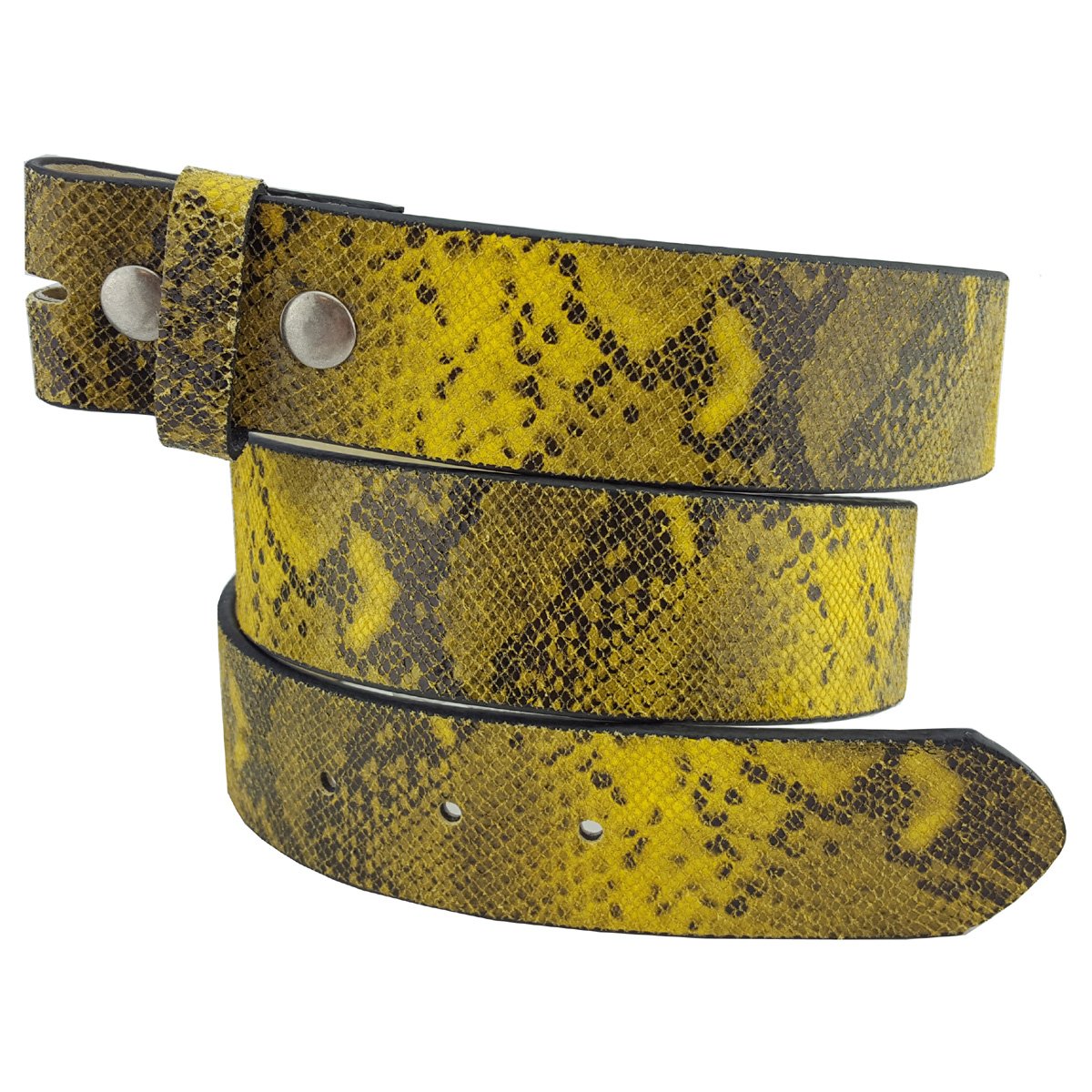 Leather Belt in Colorful Python Print with Silver Buckle