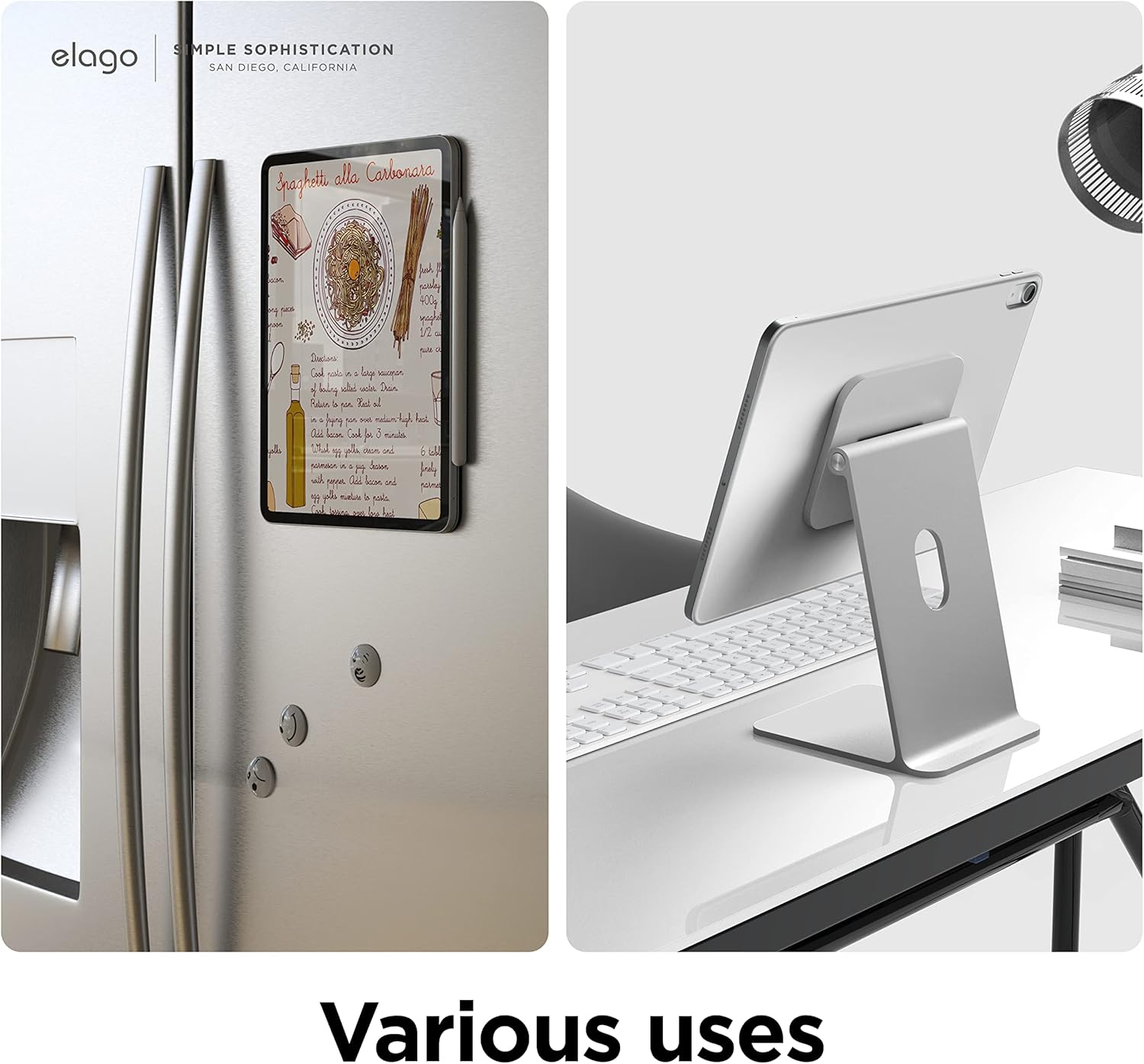 elago Case for iPad Air 11(M4, M3, M2), 5th, 4th / Pro 11(1st) - iPad Case with Magnetic Attachment to Metal, Compatible with Apple Pencil and elago’s Pencil case (Light Grey)