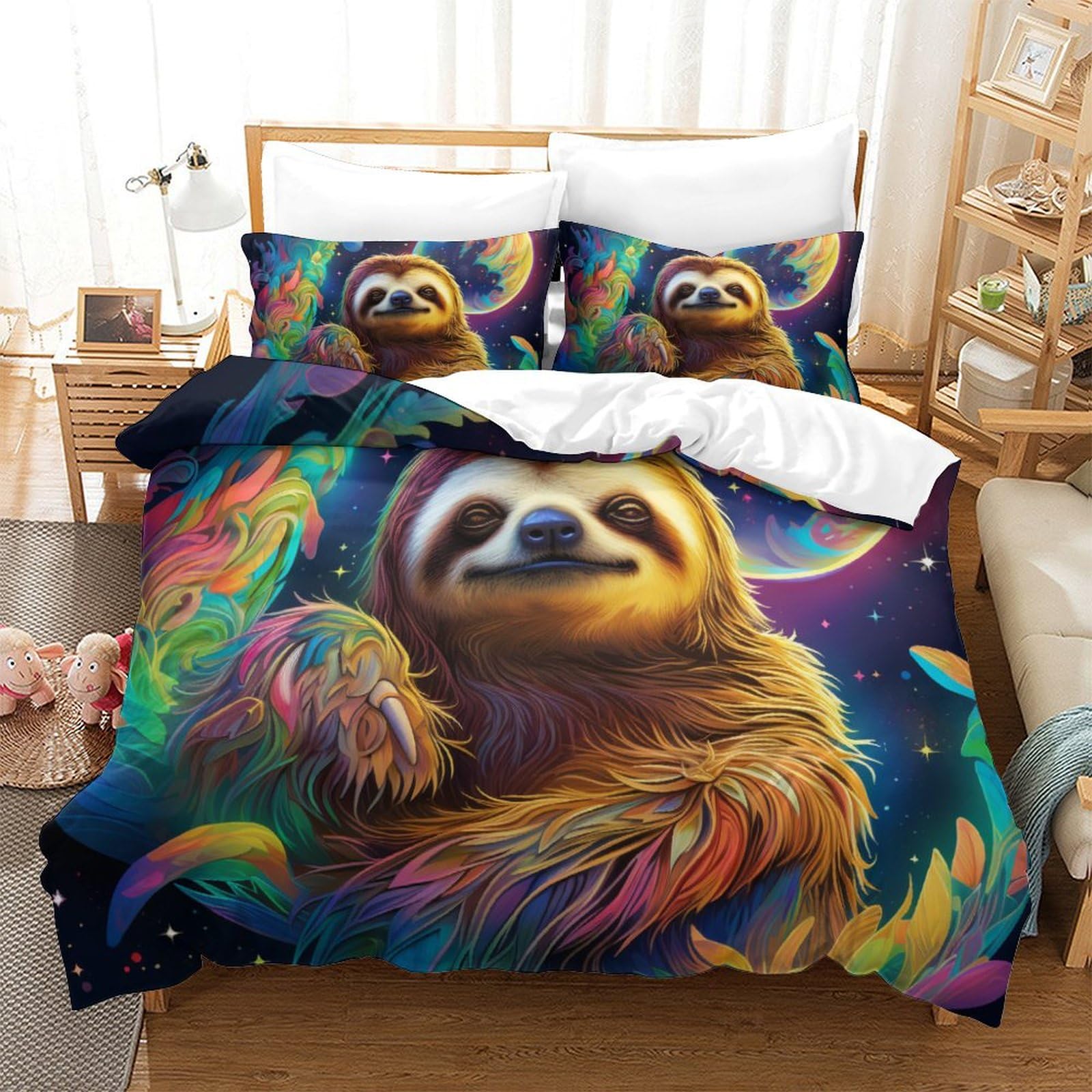 Housse de couette loutre 3D ensemble de literie microfibre 3 pièces 260x220cm pour lit enfants