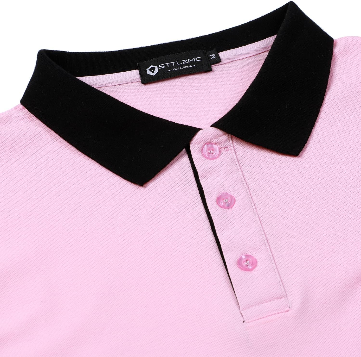 STTLZMC Polo Shirt for Men Long Sleeve Casual Basic Classic Golf Sport Cotton T-Shirt with Pocket