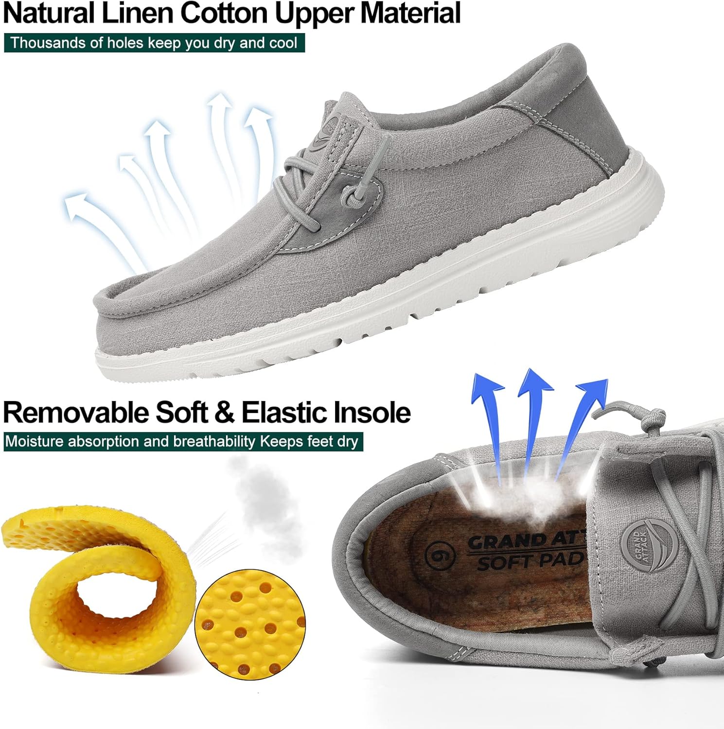 Grand Attack Walking Shoes for Women-Slip On Loafers,Linen Work Boat Shoes,Comfort&Lightweight,for Home Shopping,Dating,Driving,Traveling Shoes - Image 7