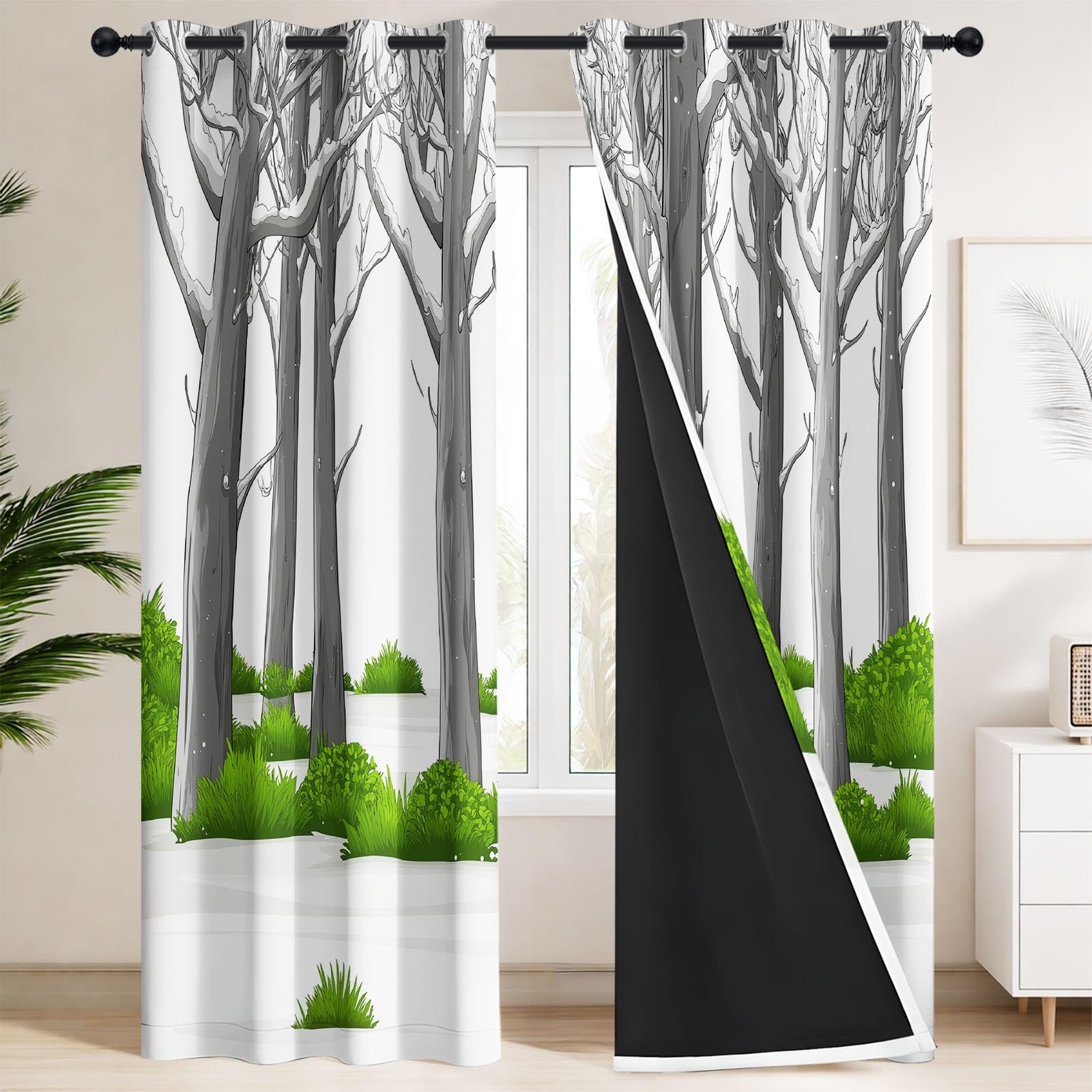Générique Naturalna zasłona zaciemniająca, zasłony termiczne z oczkami kwiaty wiśni świątynia góry do pokoju dziecięcego salonu kuchni, 117 x 225 cm izolowane termicznie, ochrona przed promieniowaniem