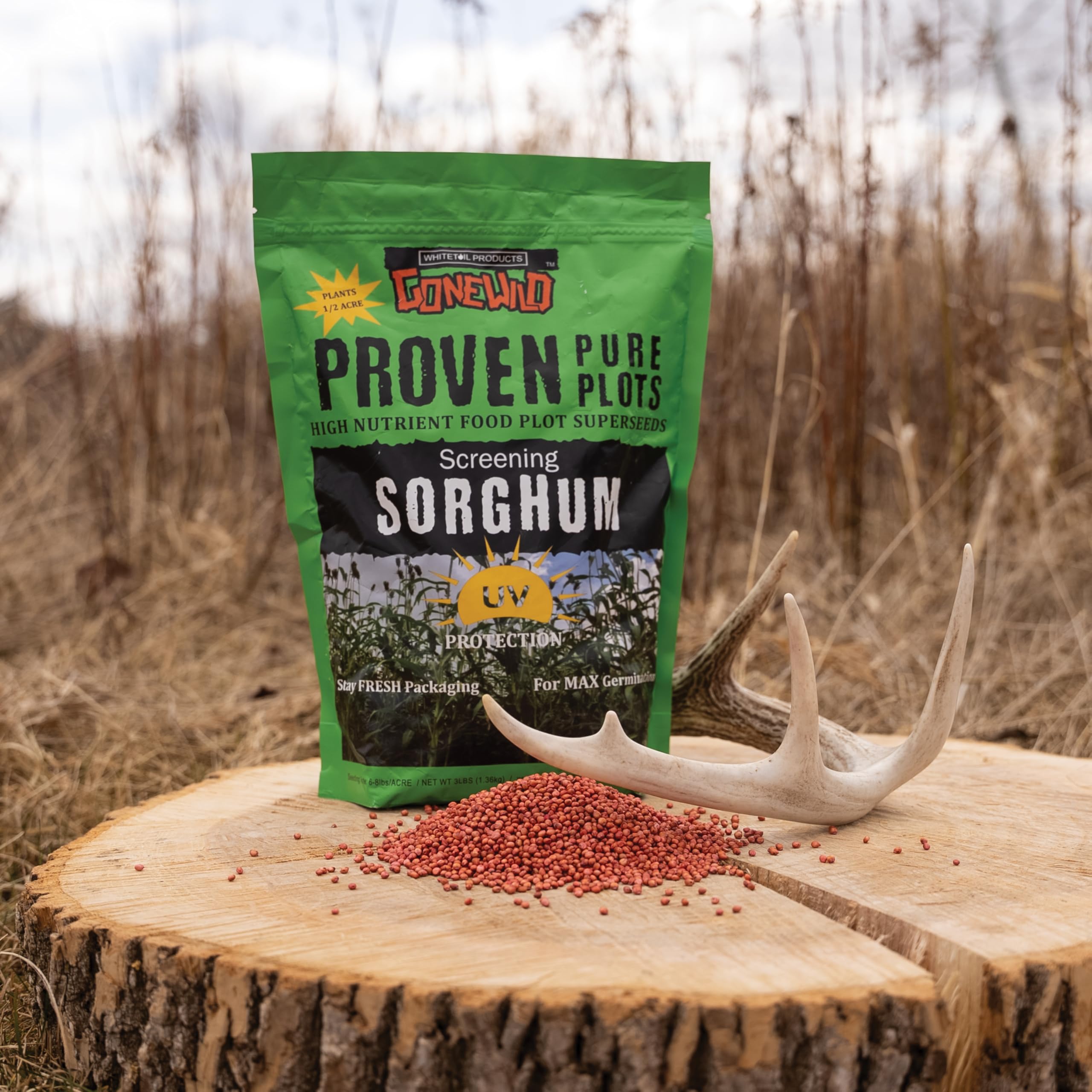 Whitetail Products Gone Wild, Screening Forage Sorghum Food Plot Seeds, 3lb Bag, G3154