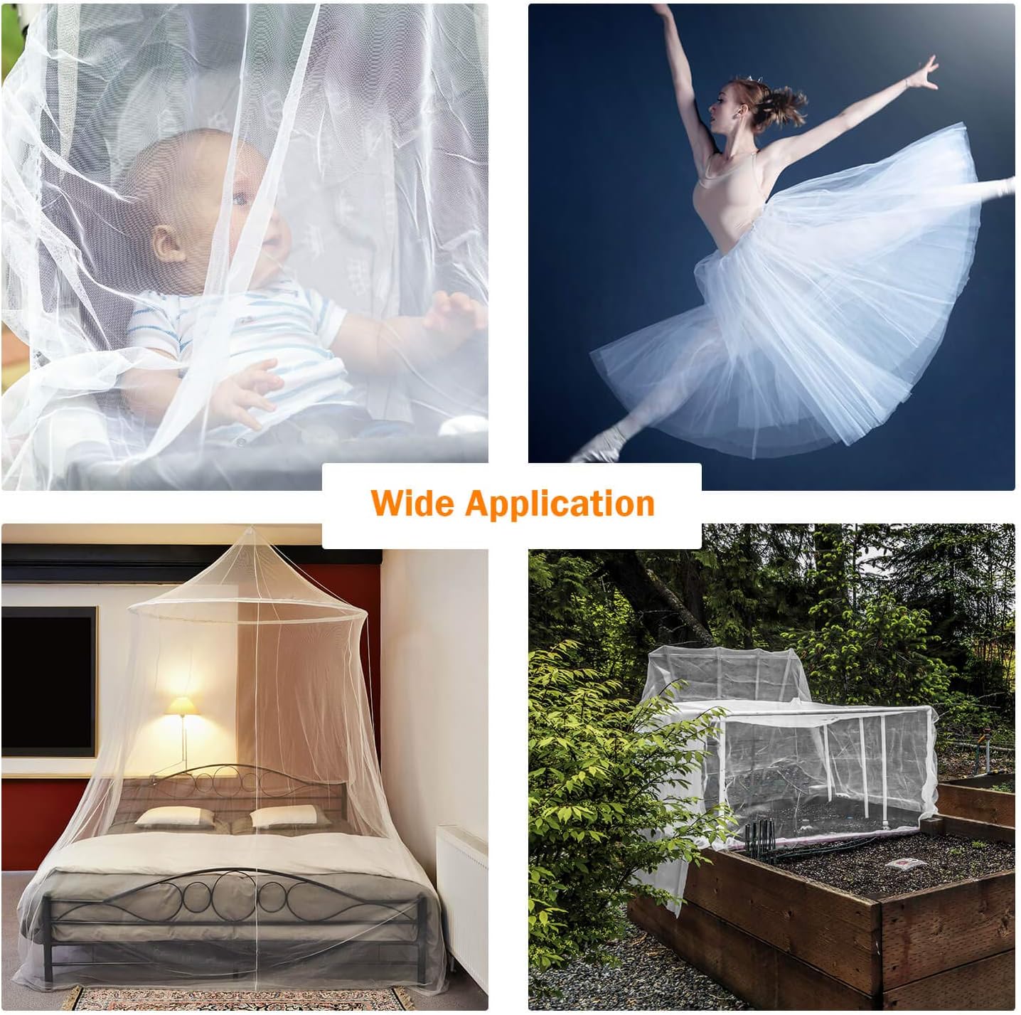 SoFire White Garden Net Barrier Mosquito Insect Fly Bird Bug Hunting Net Plant Protecting Garden Mesh (5' x 28')