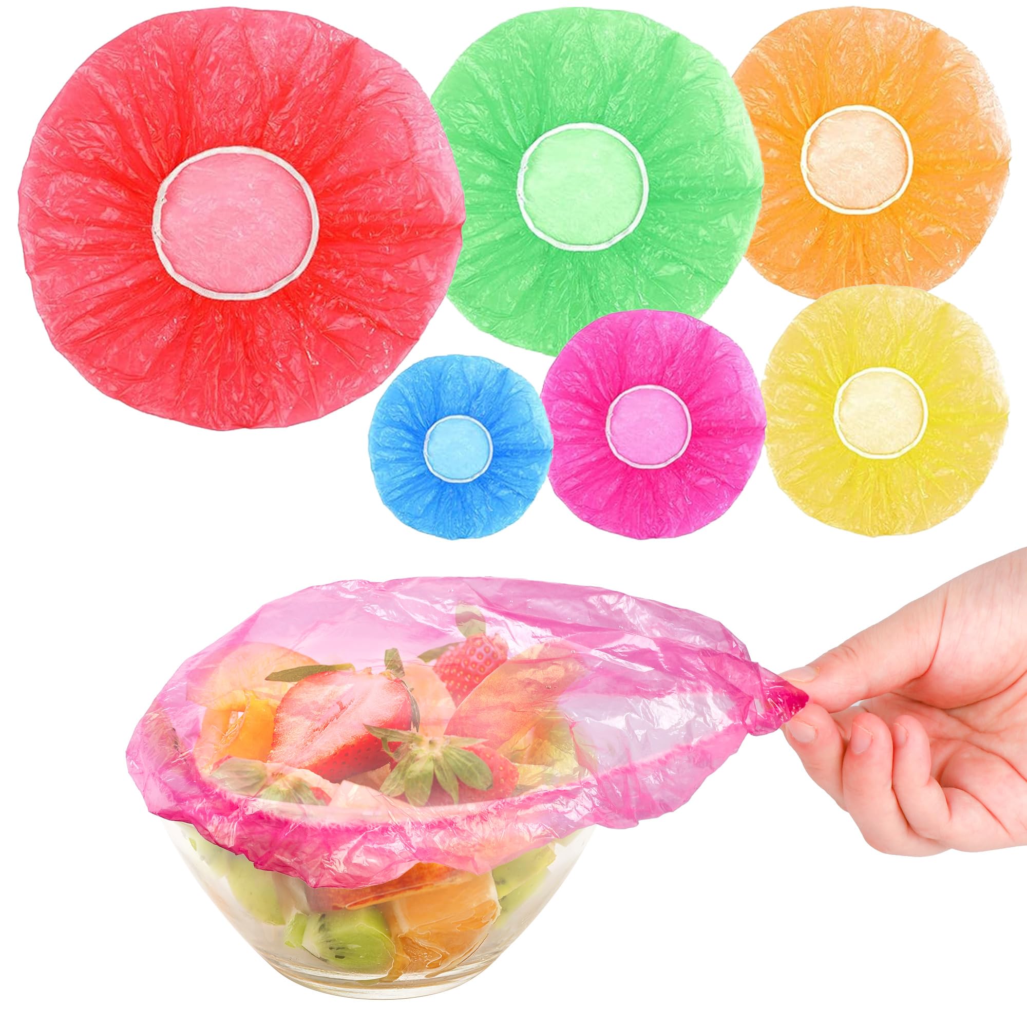 Couvercles de bol en plastique réutilisables élastiques colorés