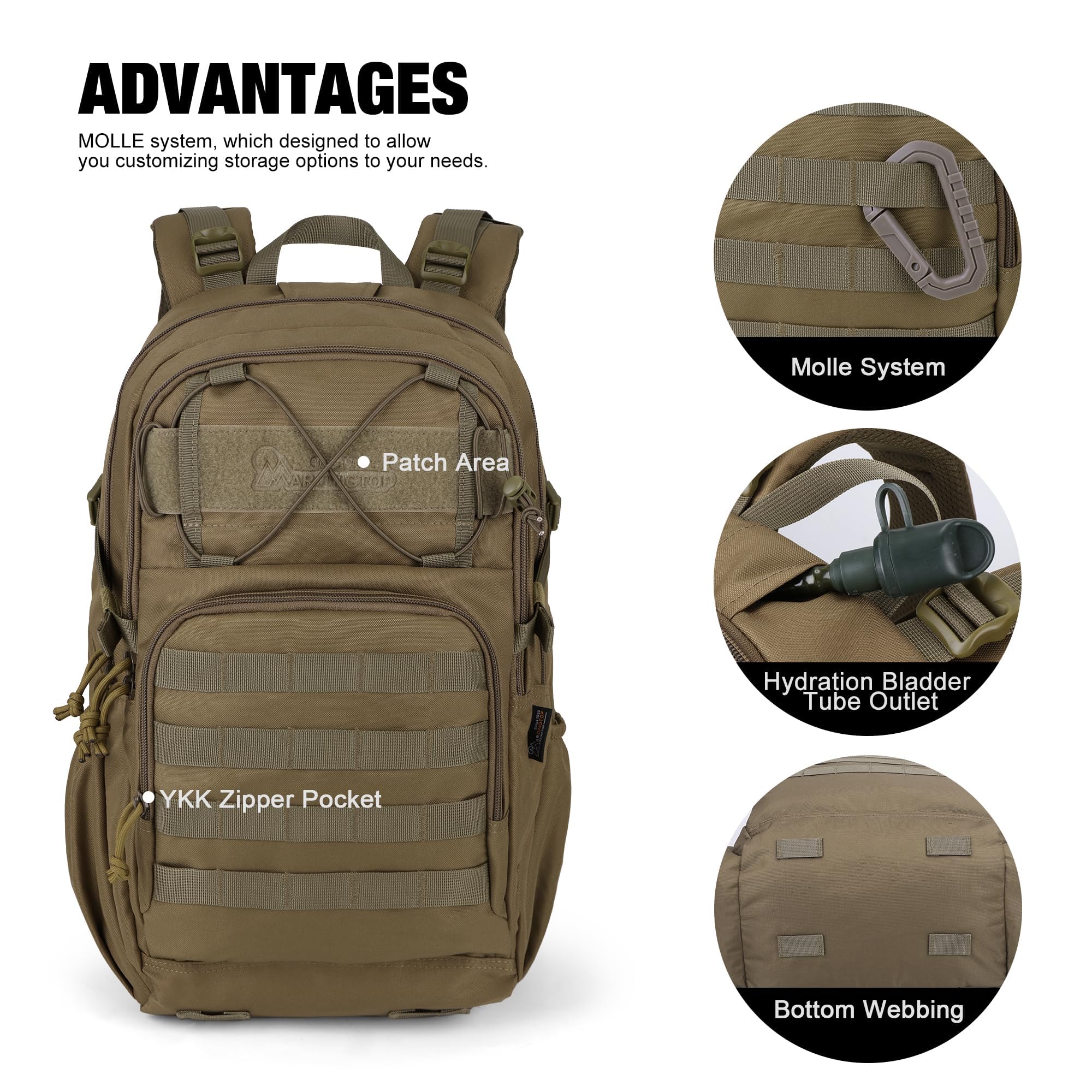 Mardingtop Mochila táctica de trekking de 28 l, para viajes, camping, senderismo, ciclismo