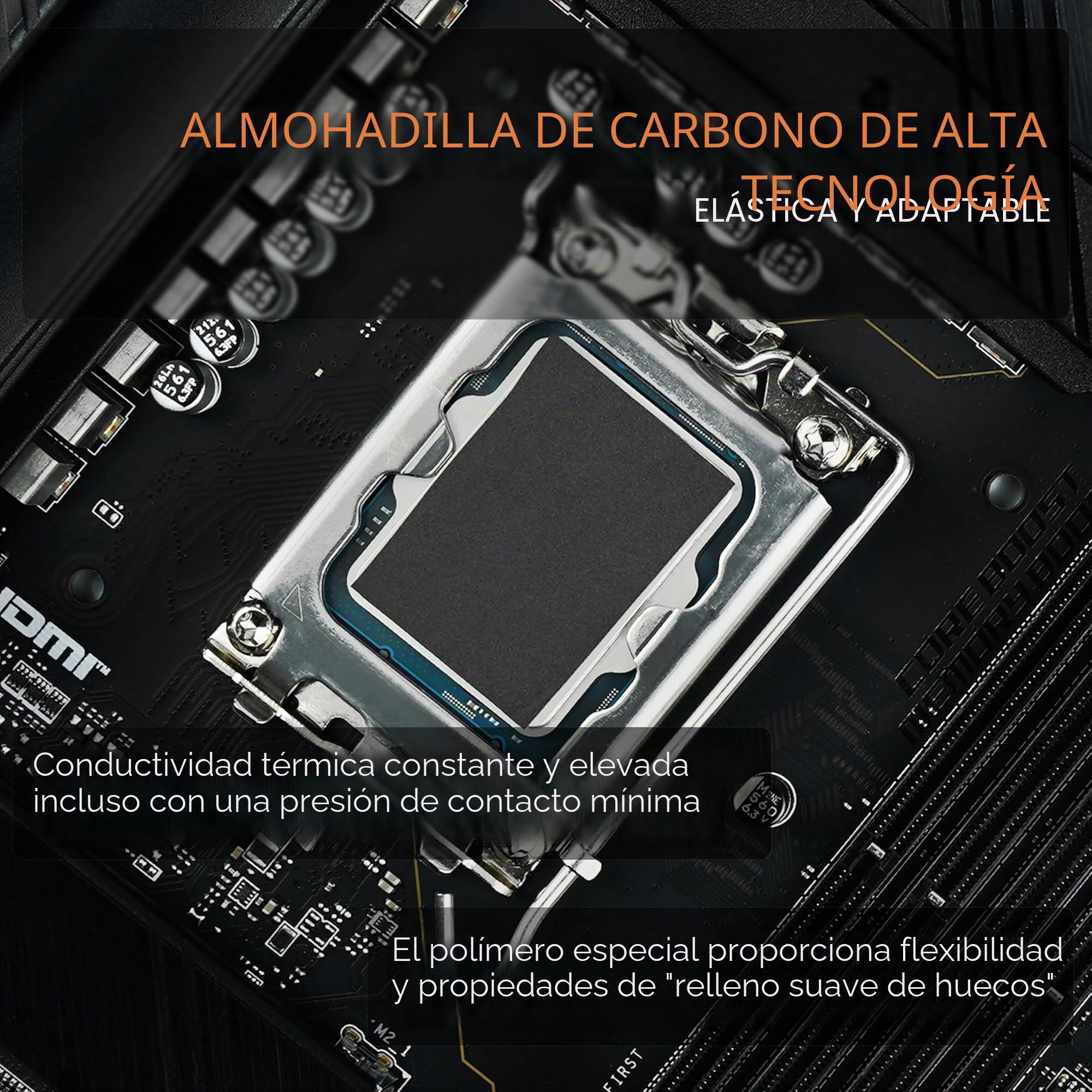 Thermal Grizzly - Carbonaut (51x68x0,2mm) - Almohadilla térmica de carbono para máxima conductividad térmica - Superficie reutilizable y adaptable para CPU/GPU