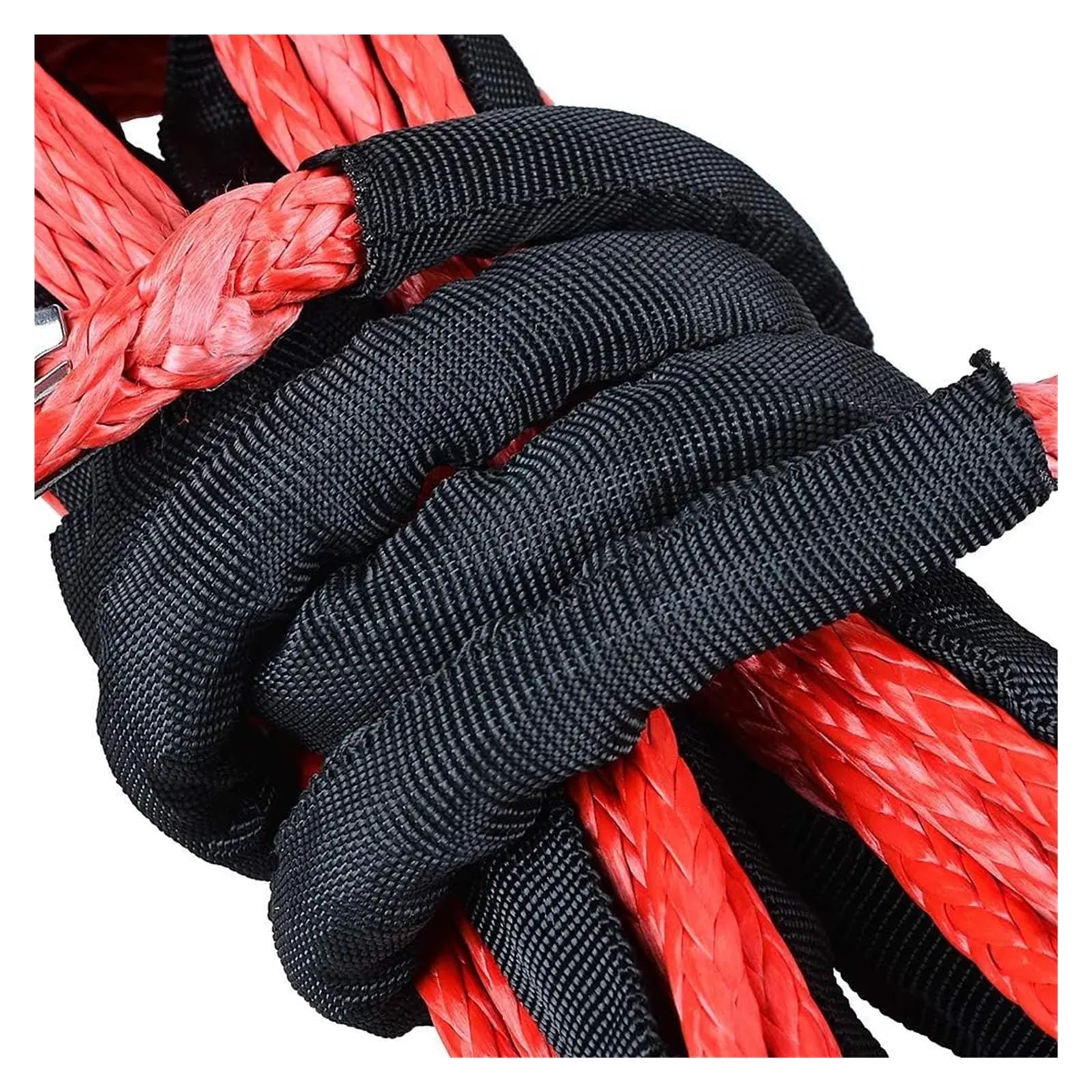 Przedłużka syntetycznej liny wyciągarki 6 mm x 30 m, wytrzymała, do samochodów terenowych, quadów i UTV Duża nośność(Red)