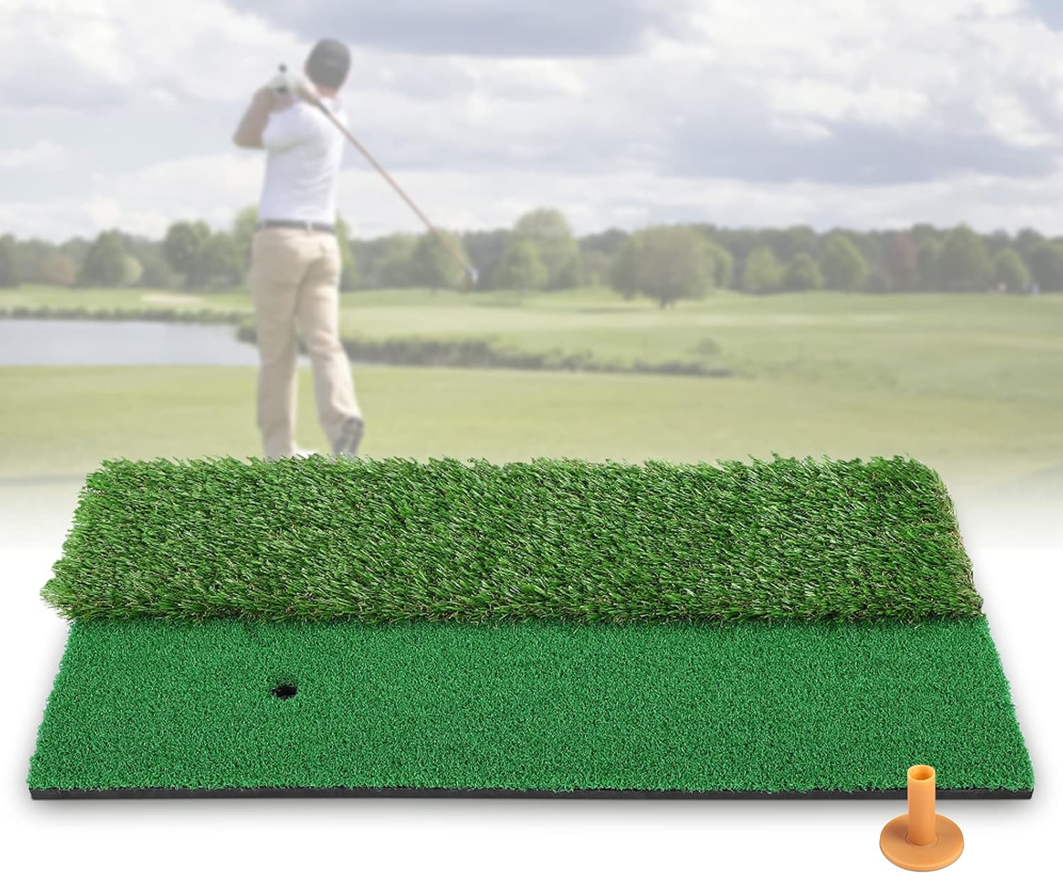 Cocoarm Dual Sided Golf Hitting Mat Golf Practice Mat Indoor Outdoor