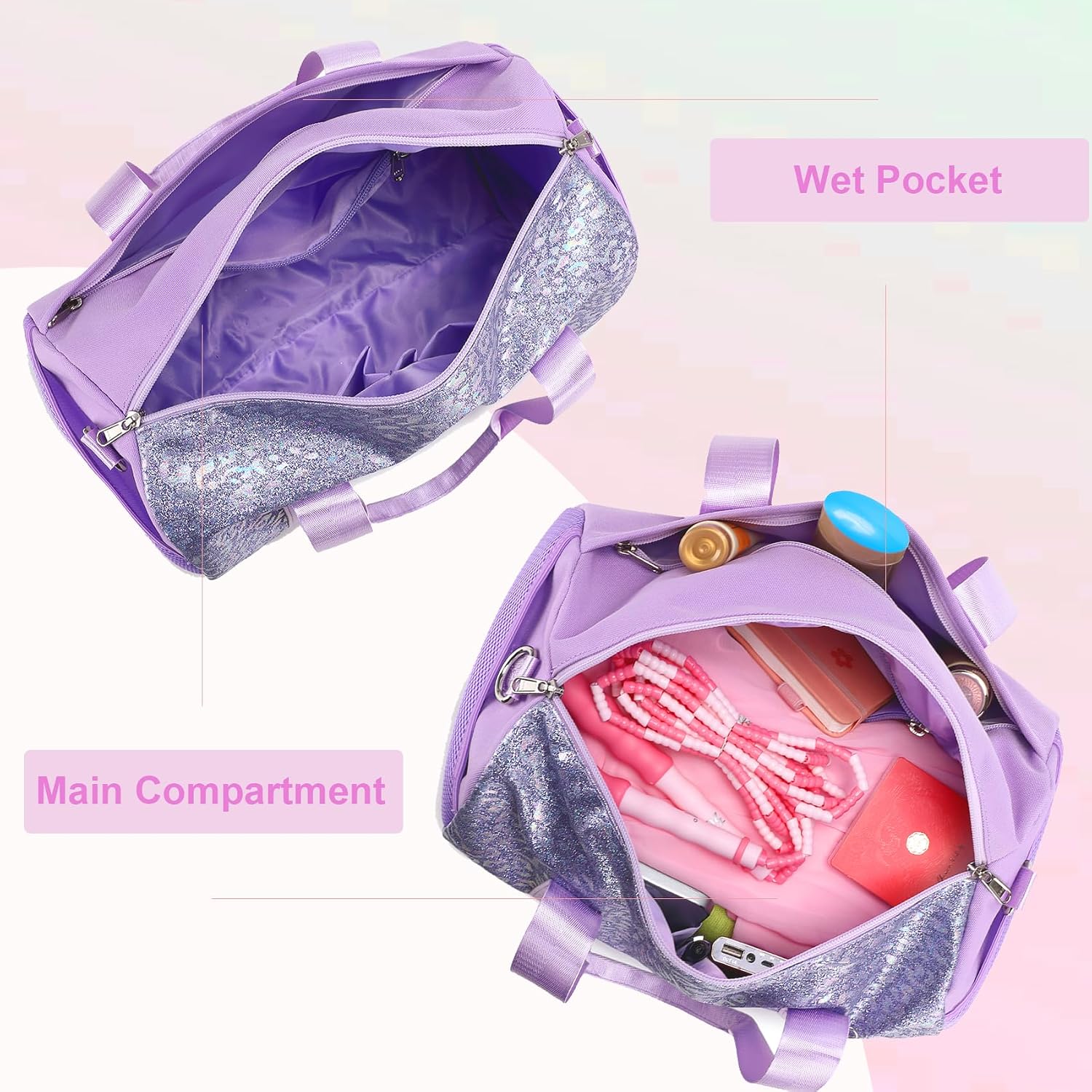 Jumpopack Dance Ballet Bag for Girls 4-6 Ballerina Gymnastic Bag Toddler Small Duffle Dance Bags for Little Dancers,Leopard Glitter Material,14"*8.26"*8.26"