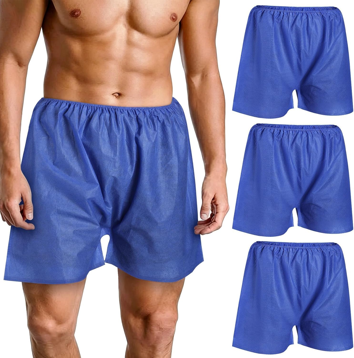 50PCS Large Disposable Shorts Medical, Disposable Boxers for Men, Blue