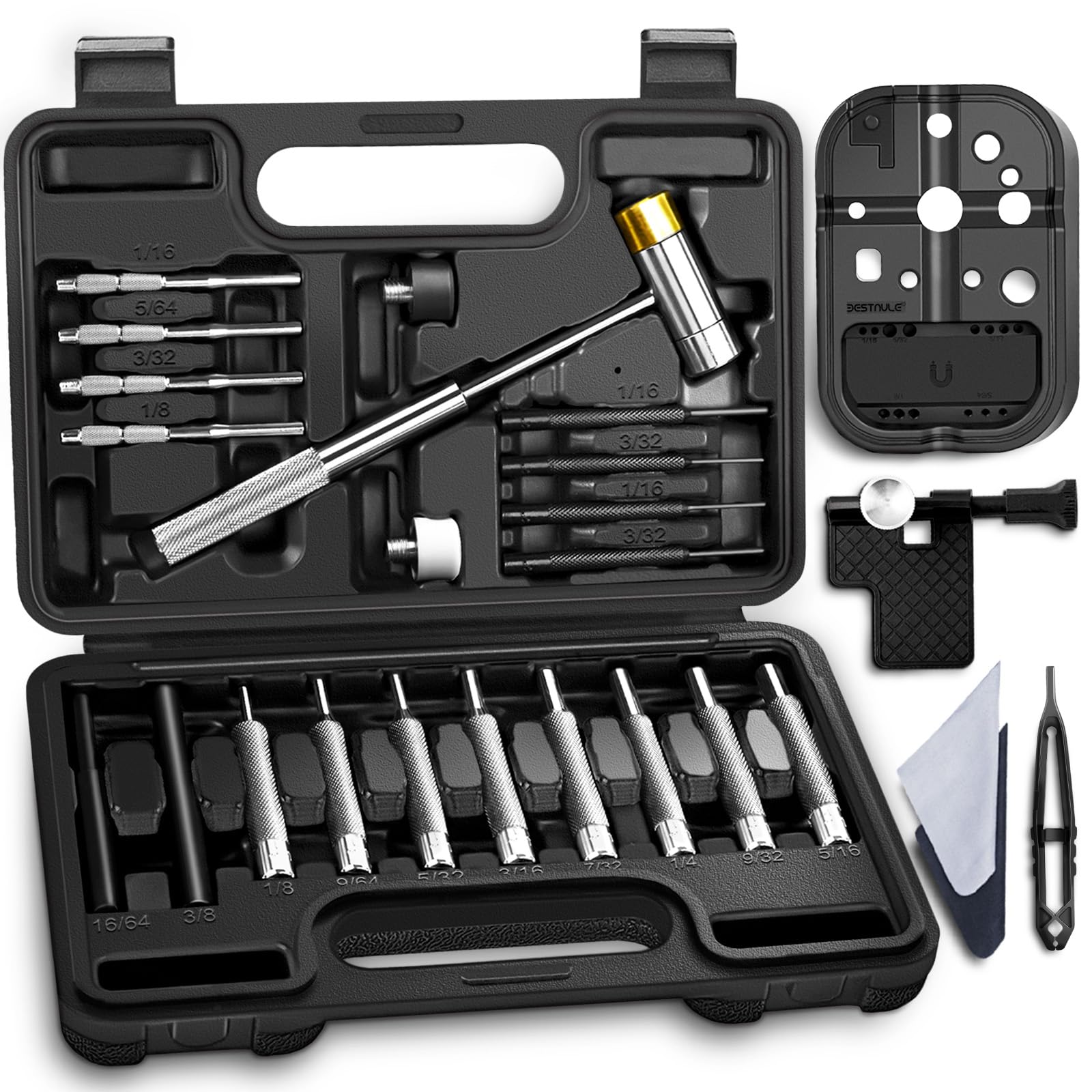 BESTNULE 24pc Punch Set - Hammer, Roll Pins & Tweezers -8