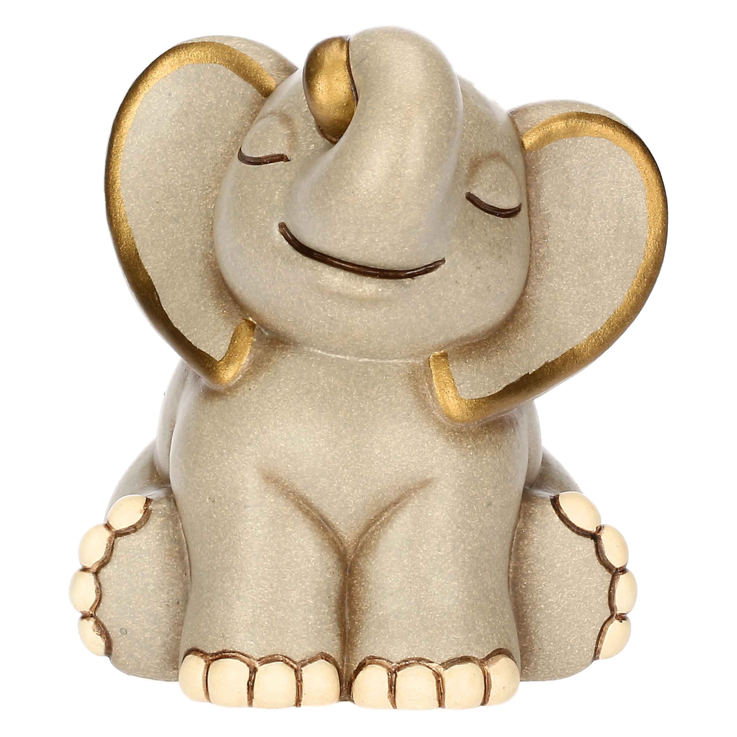 THUN, Elefante Elly in Ceramica Decorata a Mano, Versione Piccola, 7.5 x 7.3 x 8.6 cm h