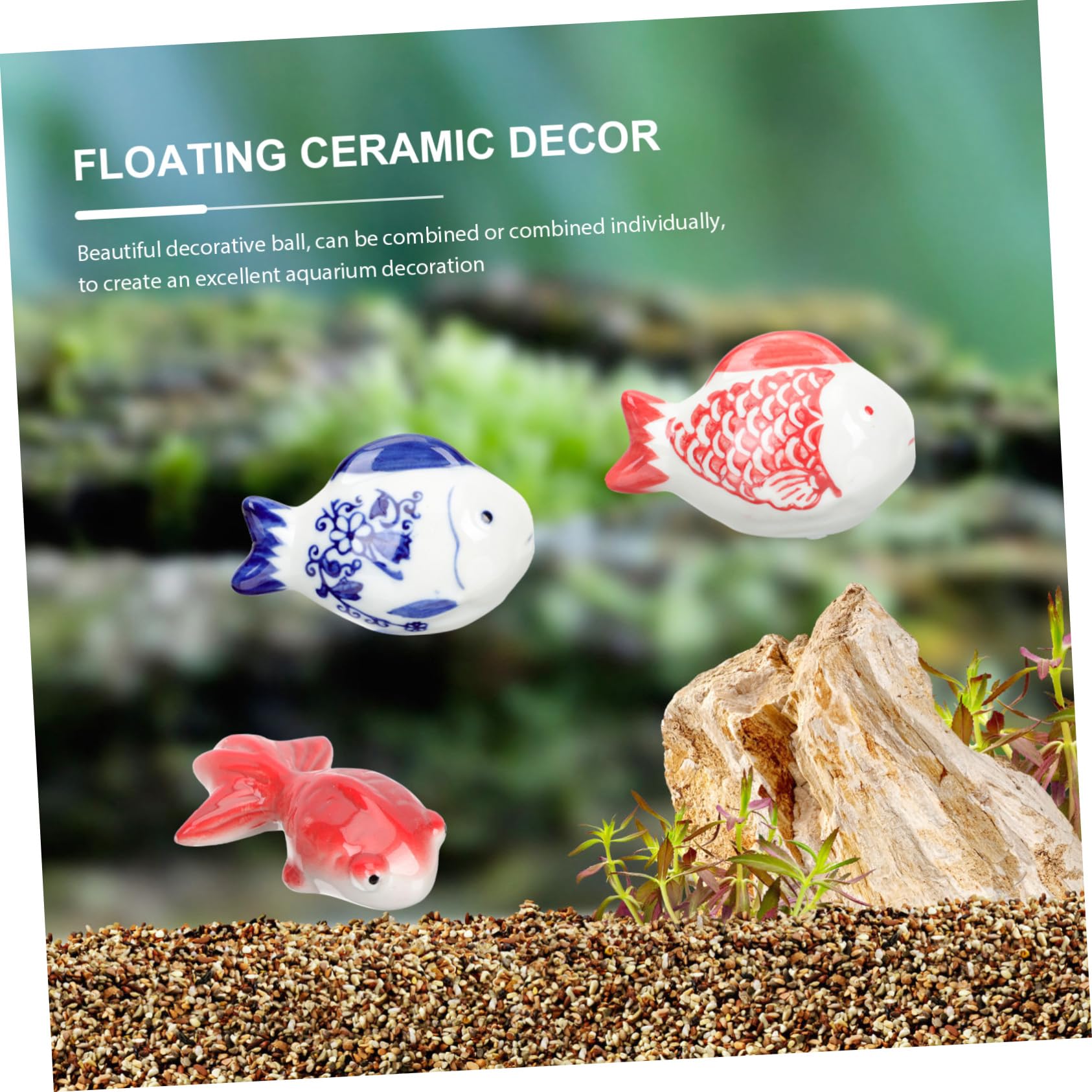 PRETYZOOM 2 Series Flotante De Cerámica Flotante Artificial Adornos De Acuario Cifra Miniatura Decoración Pecera Adornos Pecera Adornos De Pecera Estatuas De Peces De Cerámica 3 Piezas*2