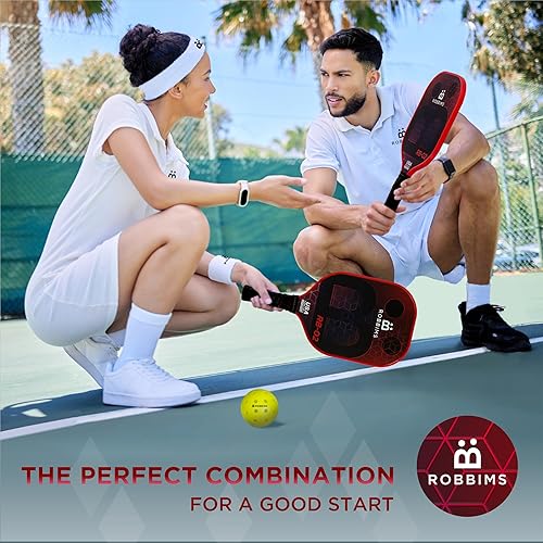 Miniatura 6 de Juego de pickleball portátil con red  4 paletas de fibra de carbono aprobadas por USAPA, bolsa de lona, sistema de red de pickleball de tamaño