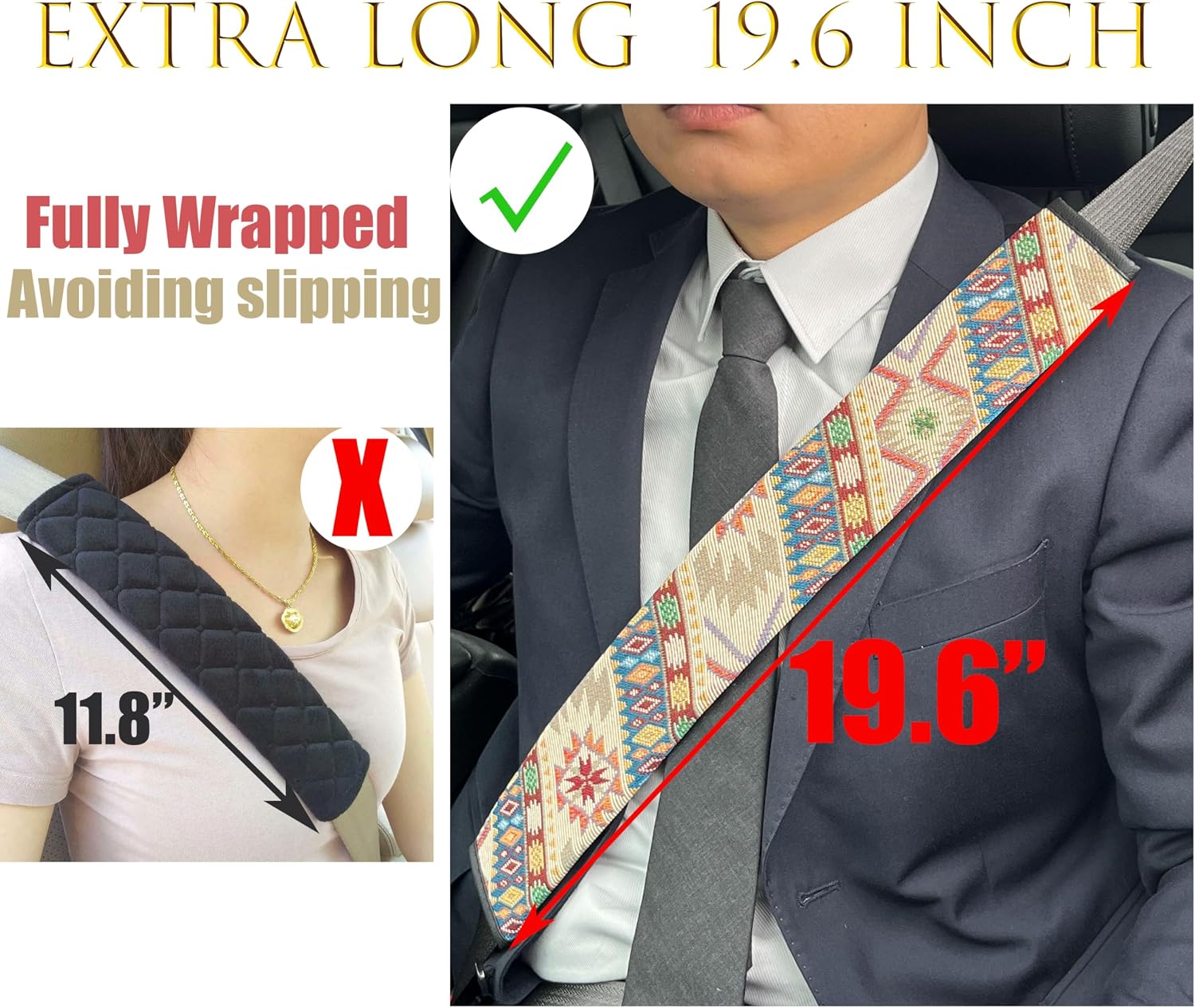 Boho Seat Belt Cover for Women, Aesthetic Car Seatbelt Shoulder Pad Cushion, Soft Neutral Car Accessories Interior Decor, Comfortable Seat Belt Protector for Wome (Ivory White)