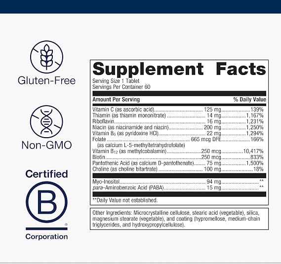 Metagenics Vitamin B-Complex Active B6 & B12 with Folate, 60 Tablets | Active B6 and B12 Vitamins with Folate, Supports Energy Metabolism, Stress Response and Nervous System Health, Gluten-Free
