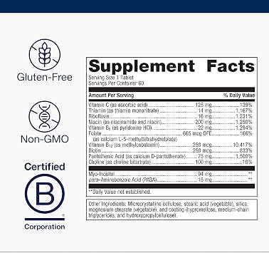 Metagenics Vitamin B-Complex Active B6 & B12 with Folate, 60 Tablets | Active B6 and B12 Vitamins with Folate, Supports Energy Metabolism, Stress Response and Nervous System Health, Gluten-Free