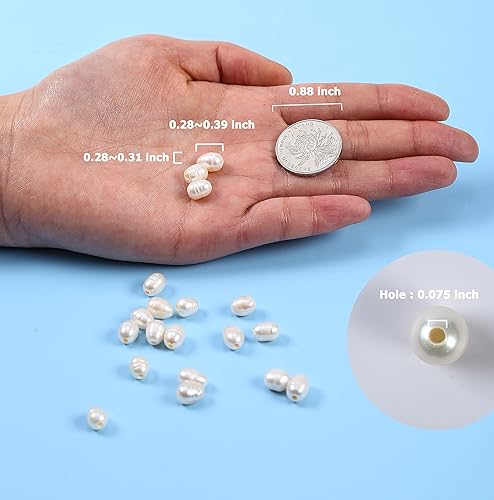 Miniatura 4 de Cuentas de perlas cultivadas en agua dulce, 100 piezas de 7 a 0.394in para hacer joyas, cuentas ovaladas naturales, piedras preciosas sueltas de