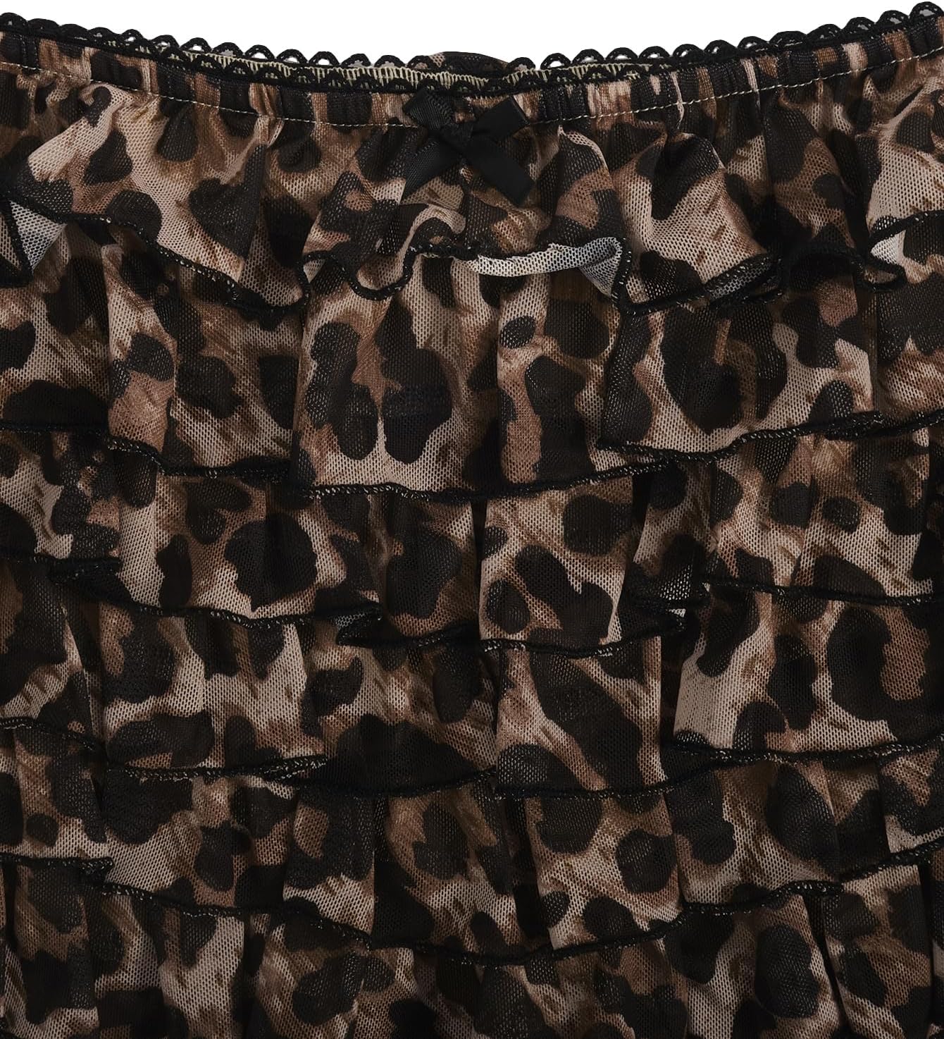 Verdusa Women's Y2K Cheetah Bloomers Tiered Layered Micro Shorts Elastic Waist Ruffle Shorts