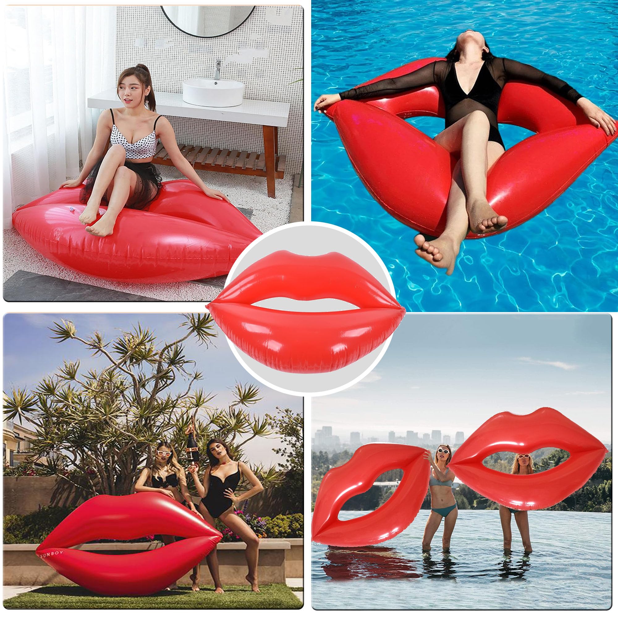 Labbra Rosse Inflatable Swim Rings In Forma Cuore Galleggiante Ad Anello In Formato Cuore Anello Di Nuoto Di Amore Per Piscina Aumento Addensato Pvc Per Feste In Spiaggia