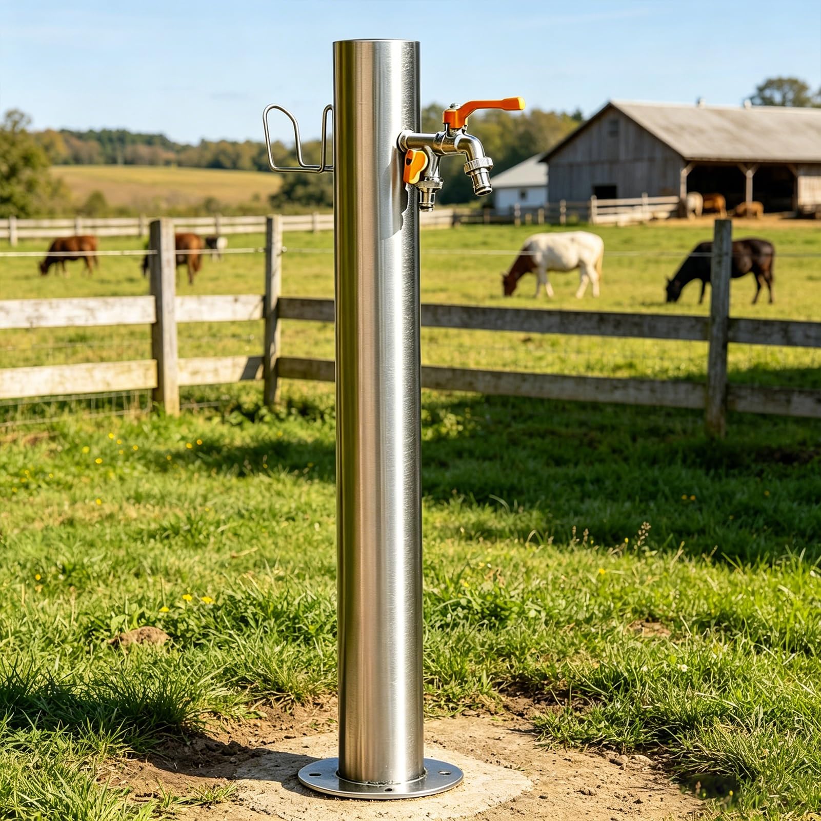 Lonmrrton B Floor Mount Outdoor Water Column, Rass Spigot Freestanding Water Tap, Weatherproof Vertical Water Pillar For Construction, Community Public Area(,Height: 50Cm/19.7In)