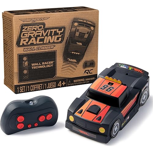 Air Hogs, Zero Gravity Racing Wall Climber, USB-C Rechargeable Wall Racer Truck, Black Indoor RC Car, Over 4-Inches, Kids Toys for Ages 4 and up