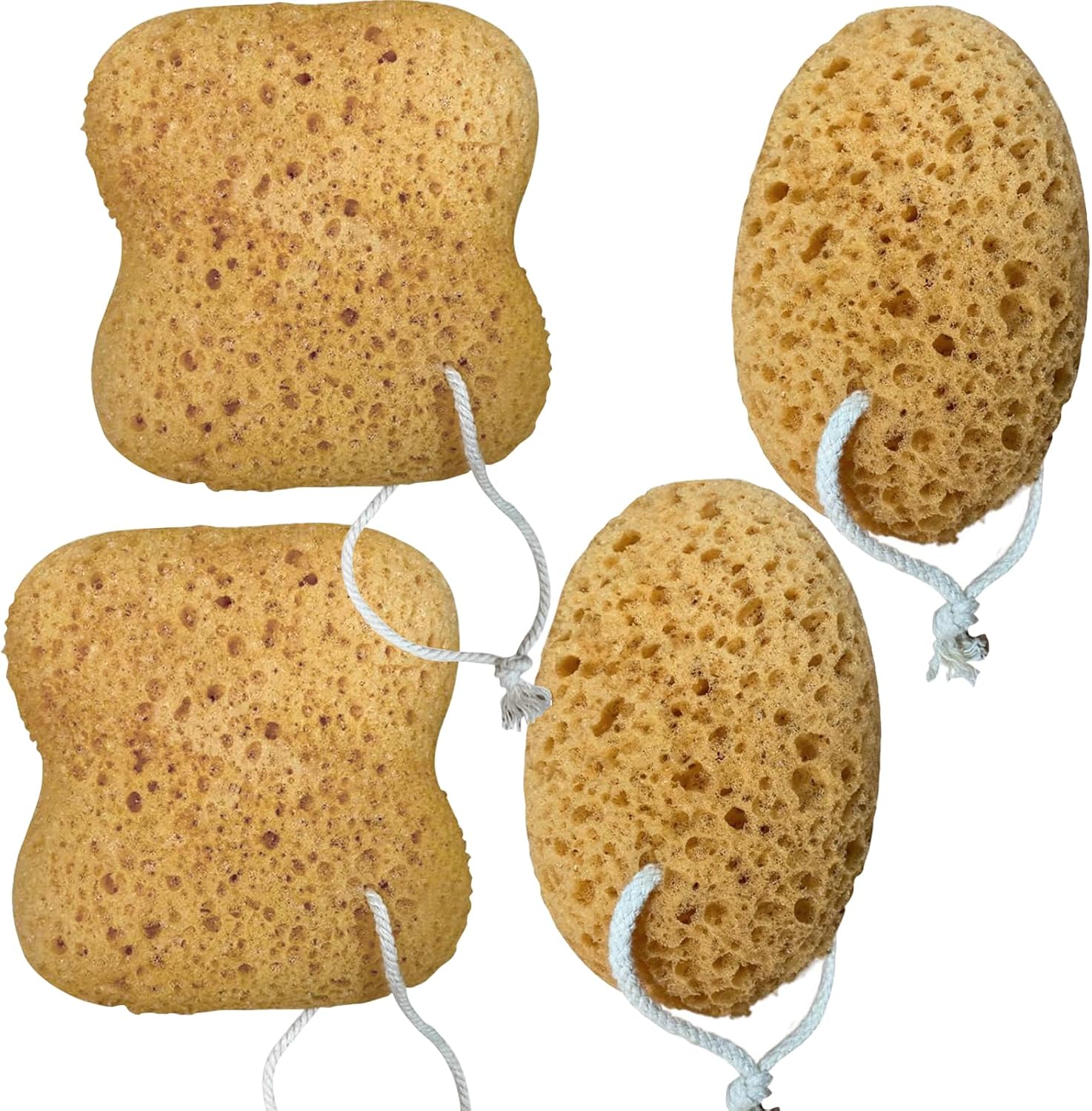 4Pcs Natural Sea Sponge Set for Bath & Shower, 2X Large & 2X Extra ...