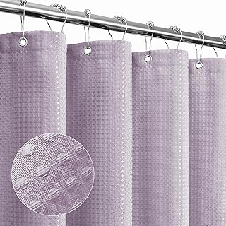 Gibelle Lavender Shower Curtain, Waffle Weave Textured Fabric Shower Cur...