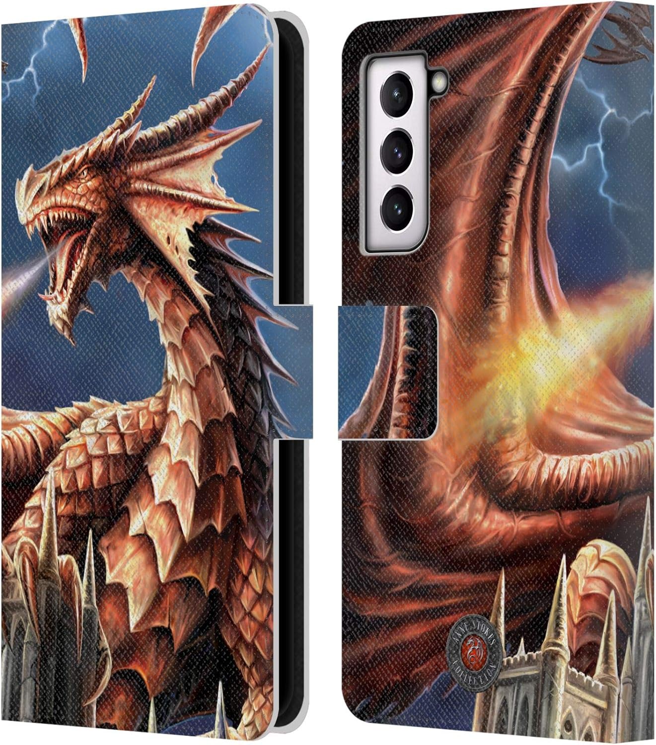 Head Case Designs Officially Licensed Anne Stokes Fury Dragons Leather Wallet Case Compatible with Samsung Galaxy S21 5G