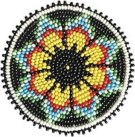 Vista 26 de Parche de roseta de cuentas de semilla con medallón 2.5 pulgadas redondo (Águila Calva 1)