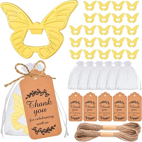 50 unidades de abrebotellas de mariposa, baby shower, regalos de fiesta de boda para invitados, abrebotellas de regalo y recuerdos con bolsas de
