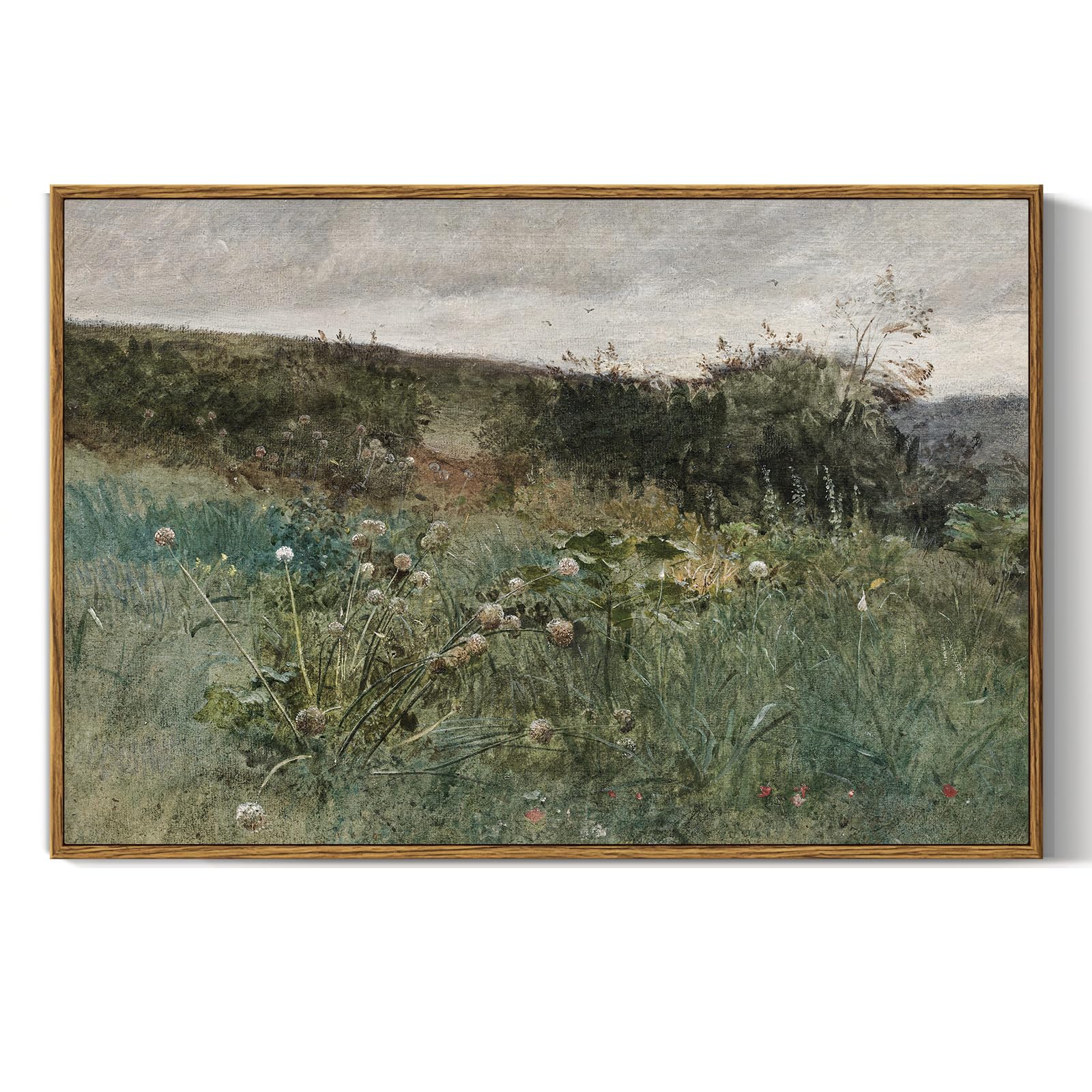 InSimSea Framed Canvas Wall Art, Meadow with Flowers Painting, Landscape for Living Room, Bedroom, Home, Bathroom Decor, 8x10 — view 242