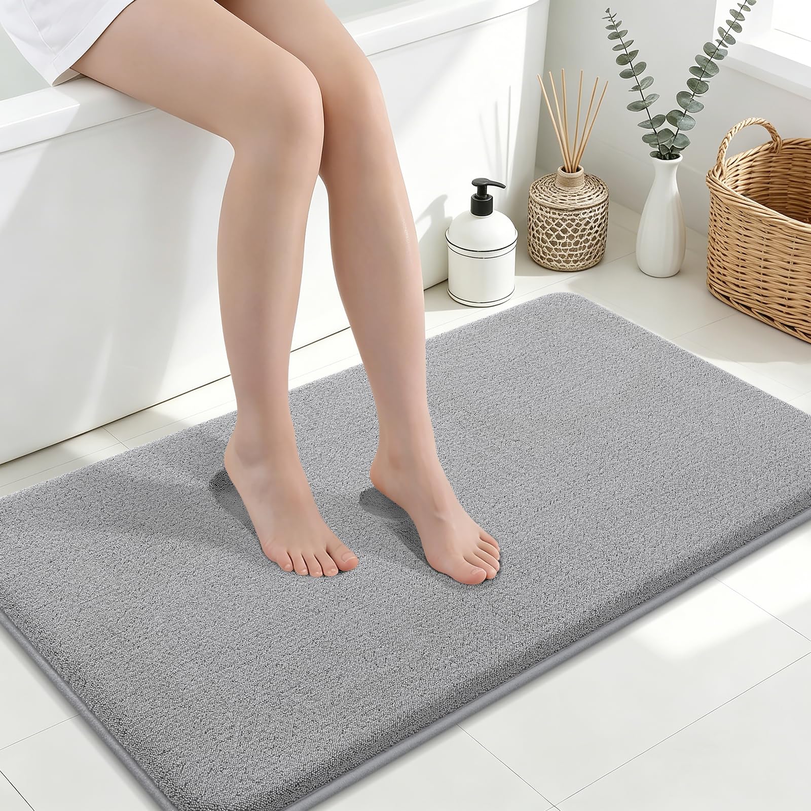 Smiry Smiry Memory Foam Bath Mat 40x24, Extra Soft Absorbent Bathroom Rugs