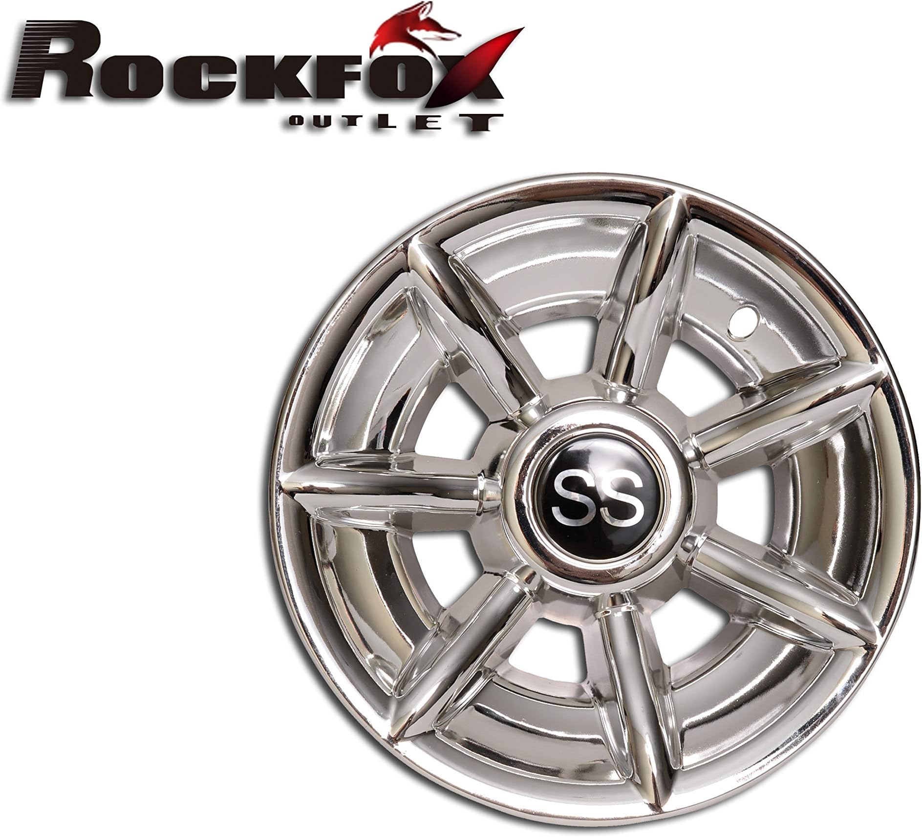 RockFox Outlet Golf Cart Wheel Covers 10 inch, Improved 7 Spoke High Gloss Chromed SS 10 inch Golf Cart Wheel Covers/Hub Caps for Most Golf Carts. Sold Separately(1pc)