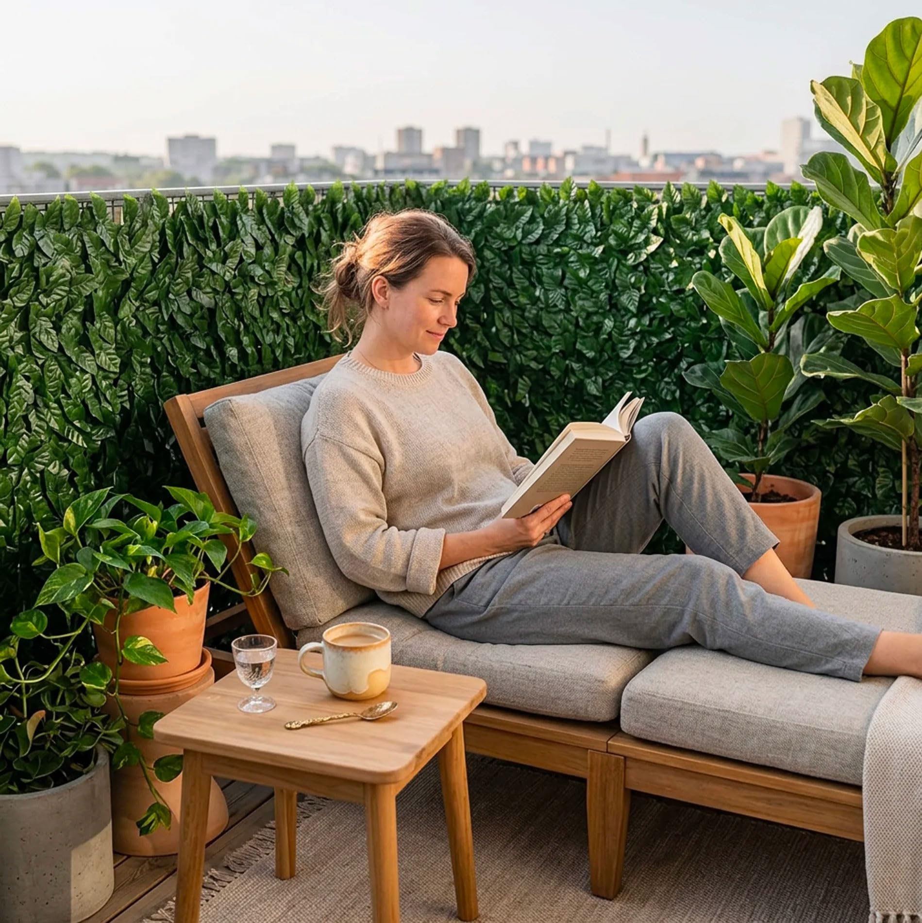 081 Store - Siepe Finta Frangivista Balcone 3 Rotoli 1x3 m – Rete Copri Ringhiera Privacy Alta Densità per Recinzione Giardino Esterno – Siepe Artificiale Realistica Anti UV con Fascette incluse