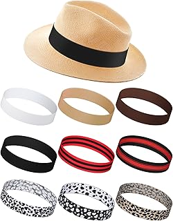 Yahenda 9 Pcs Stretchable Hat Band Ribbon Panama Band Western Cowboy Costume Headwear for
