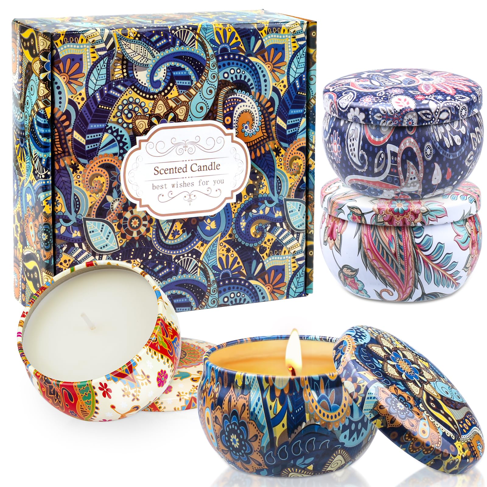 Scented Candles Gift Set for womem, 4 Pack Aromatherapy Candles for Home Scented, Long Lasting Soy Candle Lavender Candle Birthday Chrismas Gifts for Women Mom Bath Spa Yoga Candles