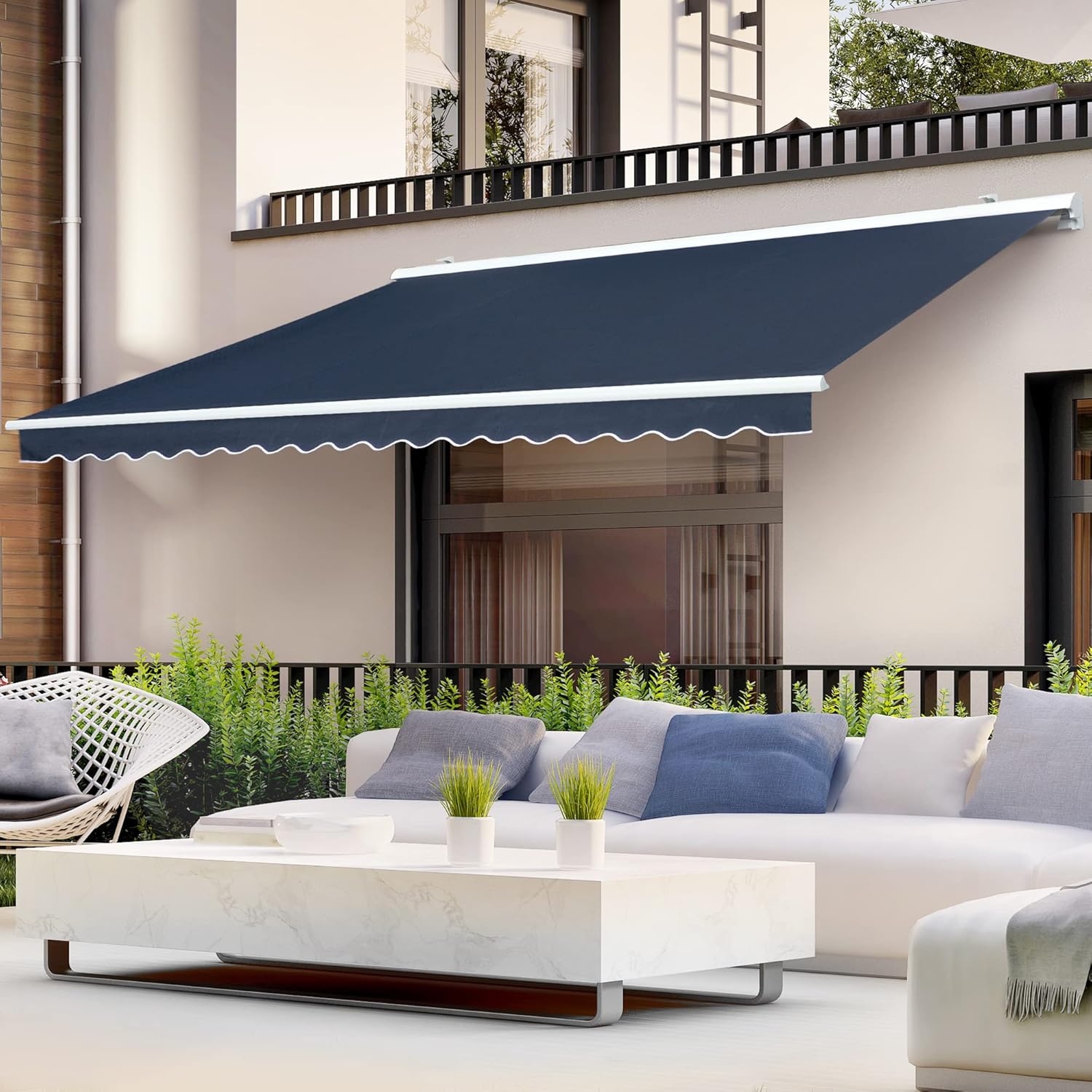 Diensweek 12'x10' Patio Awning Retractable, Fully