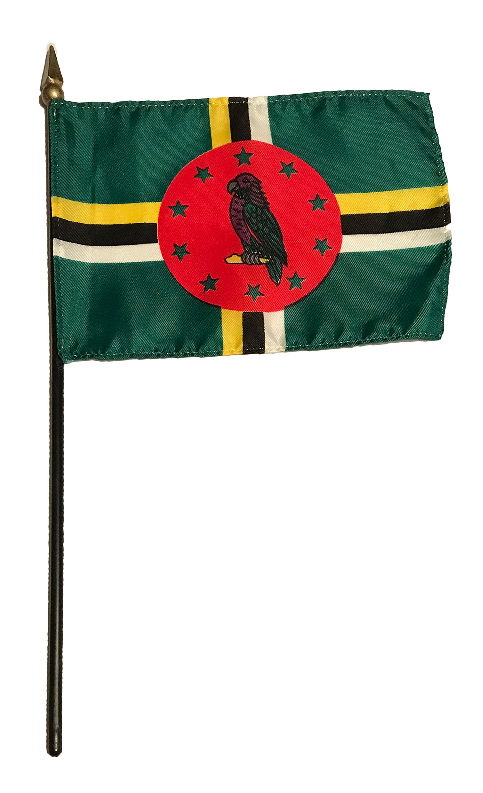 Small 4 X 6 Inches Mini 4x6 inches Miniature Desk & Table Flag Banner with Polyester Stick - United States GRP 1 (1-Pack, Country: Dominica)