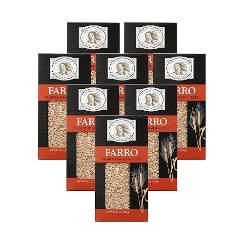 Cucina & Amore Pearled Farro from Italy 17.6 oz Pack of 8 | Non-GMO, Whole Grain, High in Fiber, Vegan, Kosher| Perfect for Soups, Salads, and More
