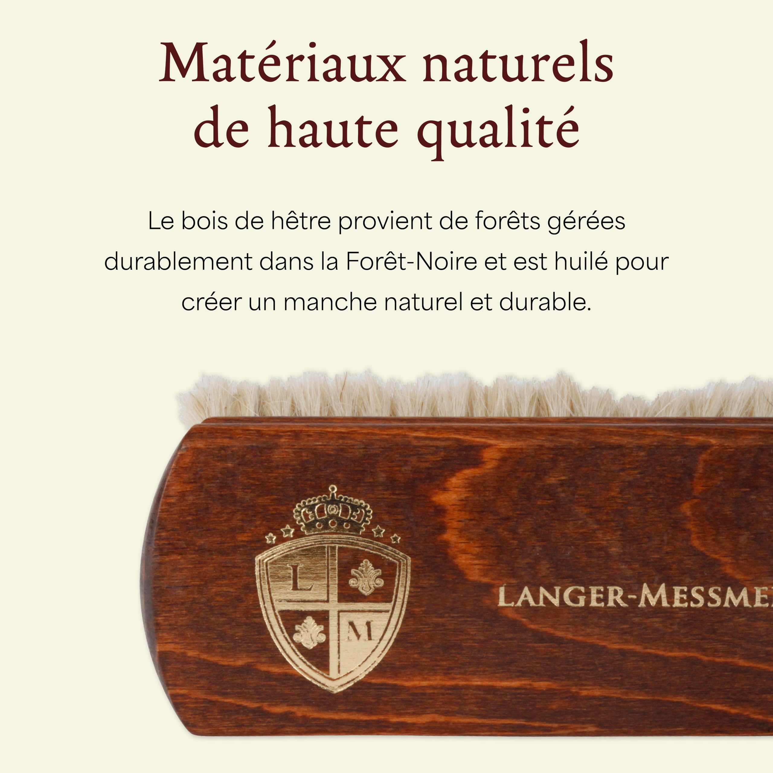 Langer & Messmer Brosse à Chaussures en Poils de Chèvre Fins - Polir et Entretien des Chaussures - Brosse à Cirer en Qualité Cordonnier
