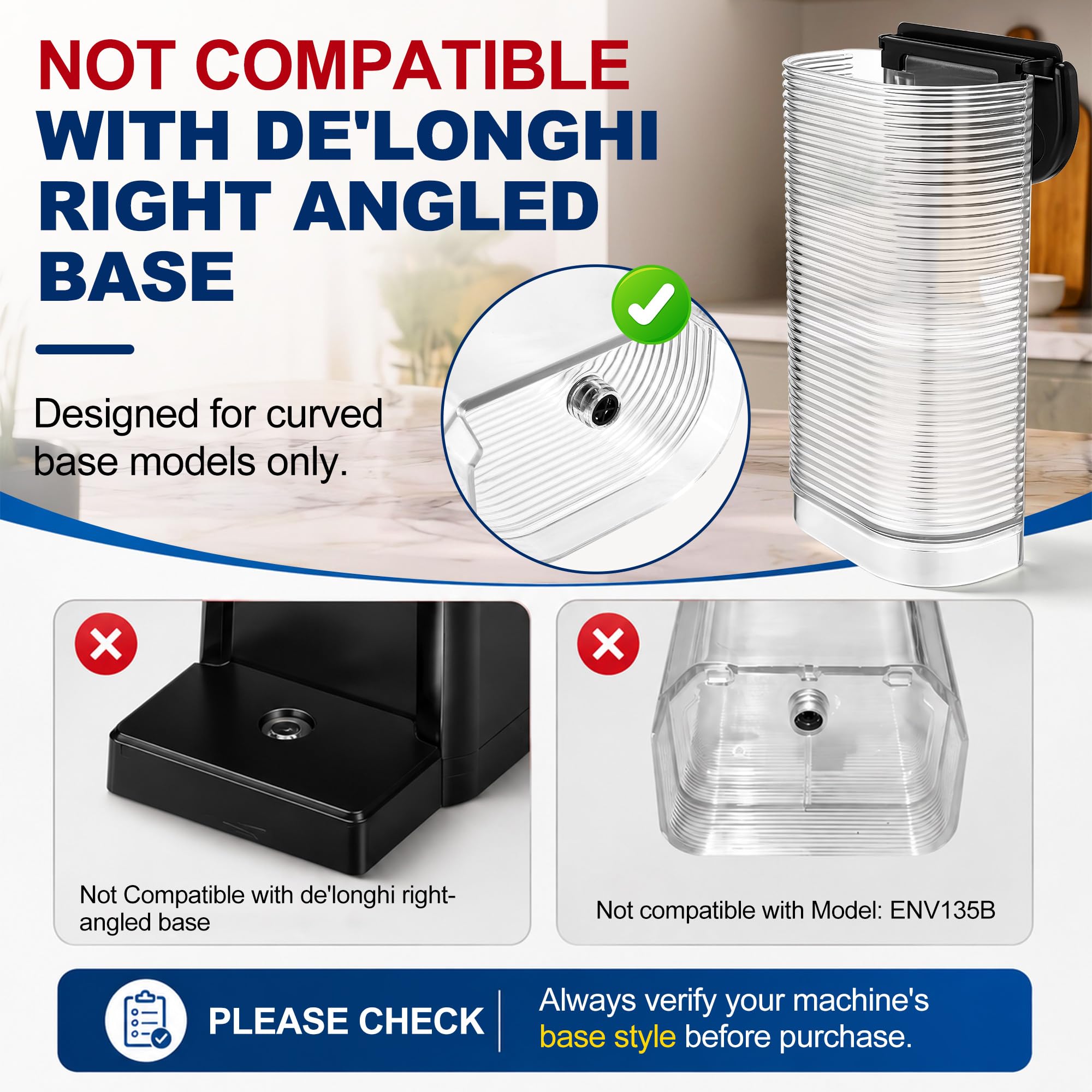 Feekoon Depósito de agua de repuesto compatible con cafetera espresso Nespresso Krups Breville Vertuo, compatible con cafetera Nespresso Vertuo XN9018 XN901840 BNV220, 1.2L