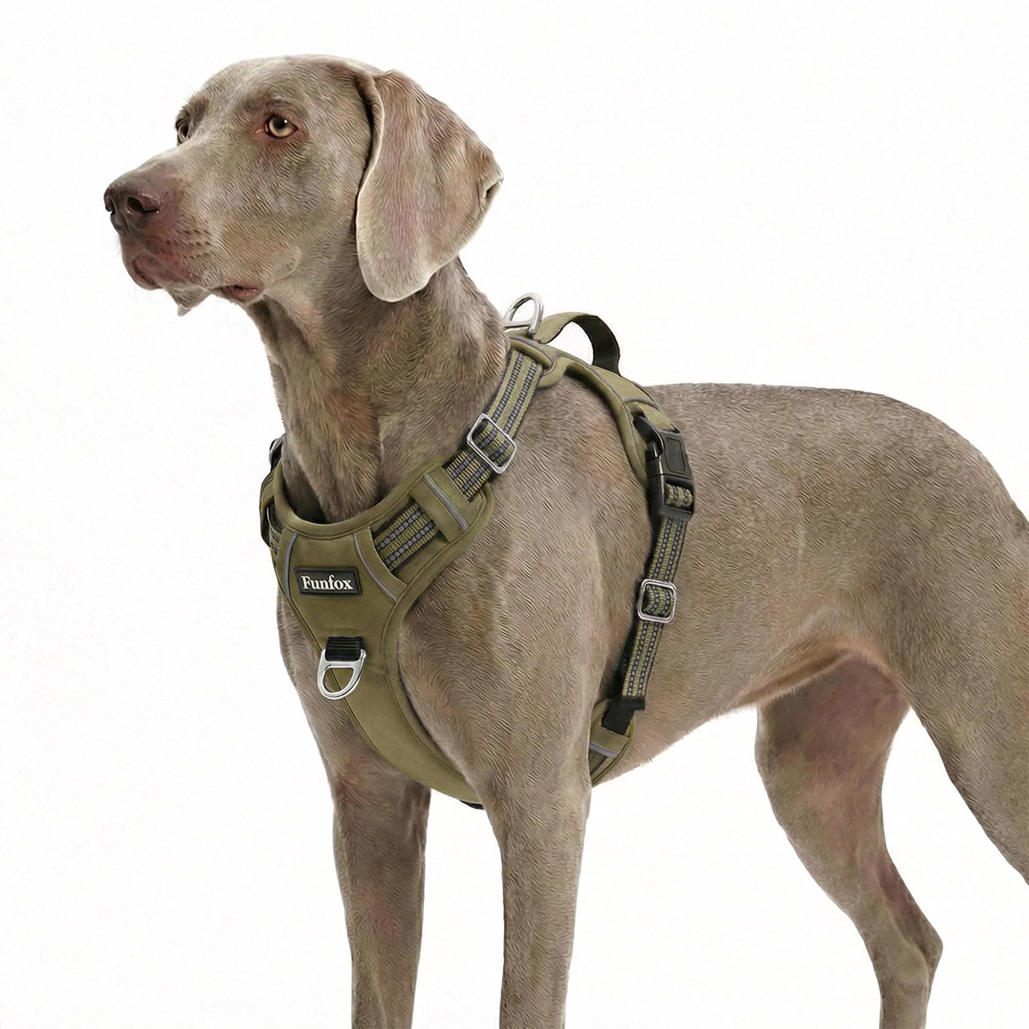Funfox Hundegeschirr Mittelgroße Hunde, Anti Zug Brustgeschirr Verstellbares Geschirr Hund mit Griff Reflektorstreifen, No Pull Geschirr Hund für Kleine Mittlere Grosse Dog Harness