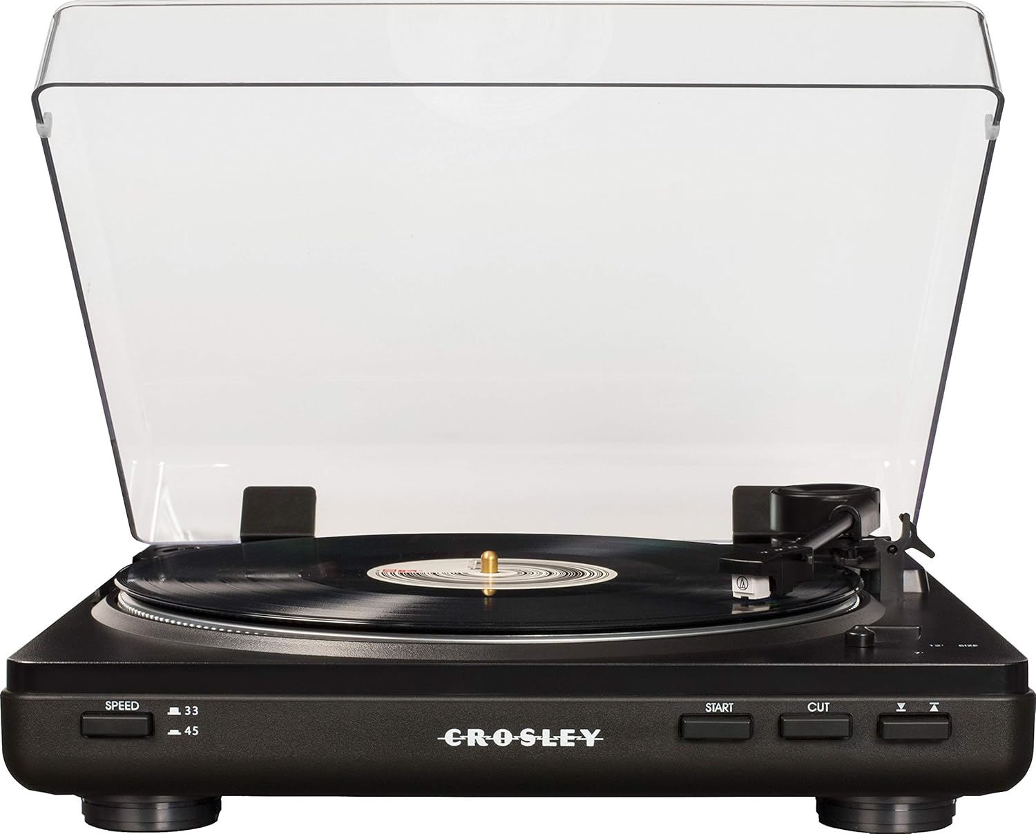 Crosley T400D-BK Fully Automatic Bluetooth 2-Speed Turntable Record Player with Built-in Preamp
