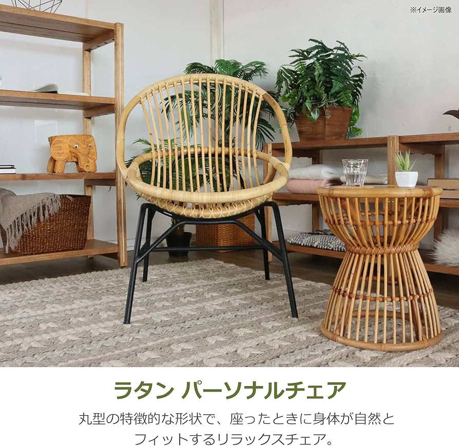 Amazon.co.jp: サンフラワーラタン パーソナルチェア ラタン(籐) 鉄脚