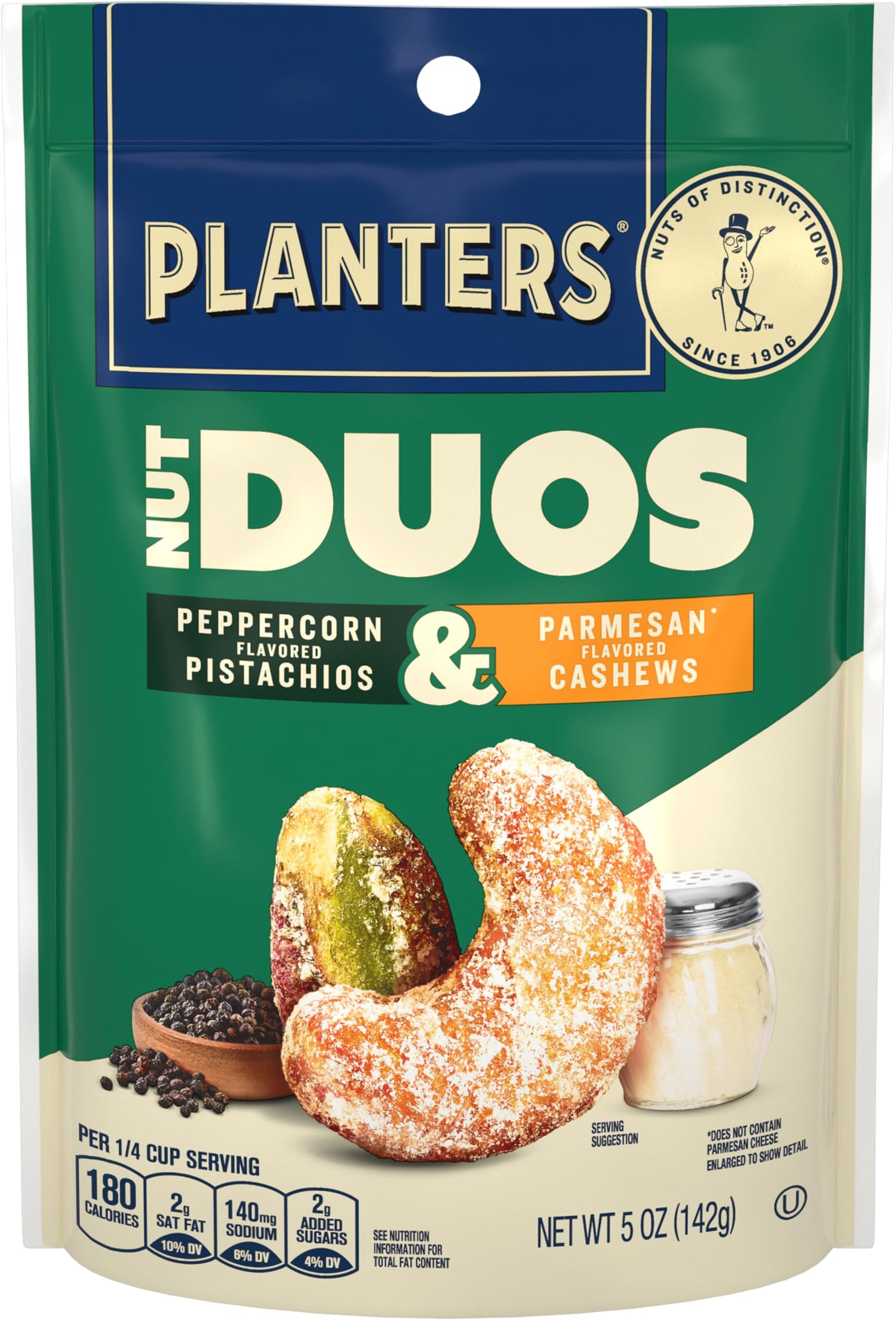 PLANTERS Nut Duos Peppercorn Pistachio & Parmesan Cashews 5 oz